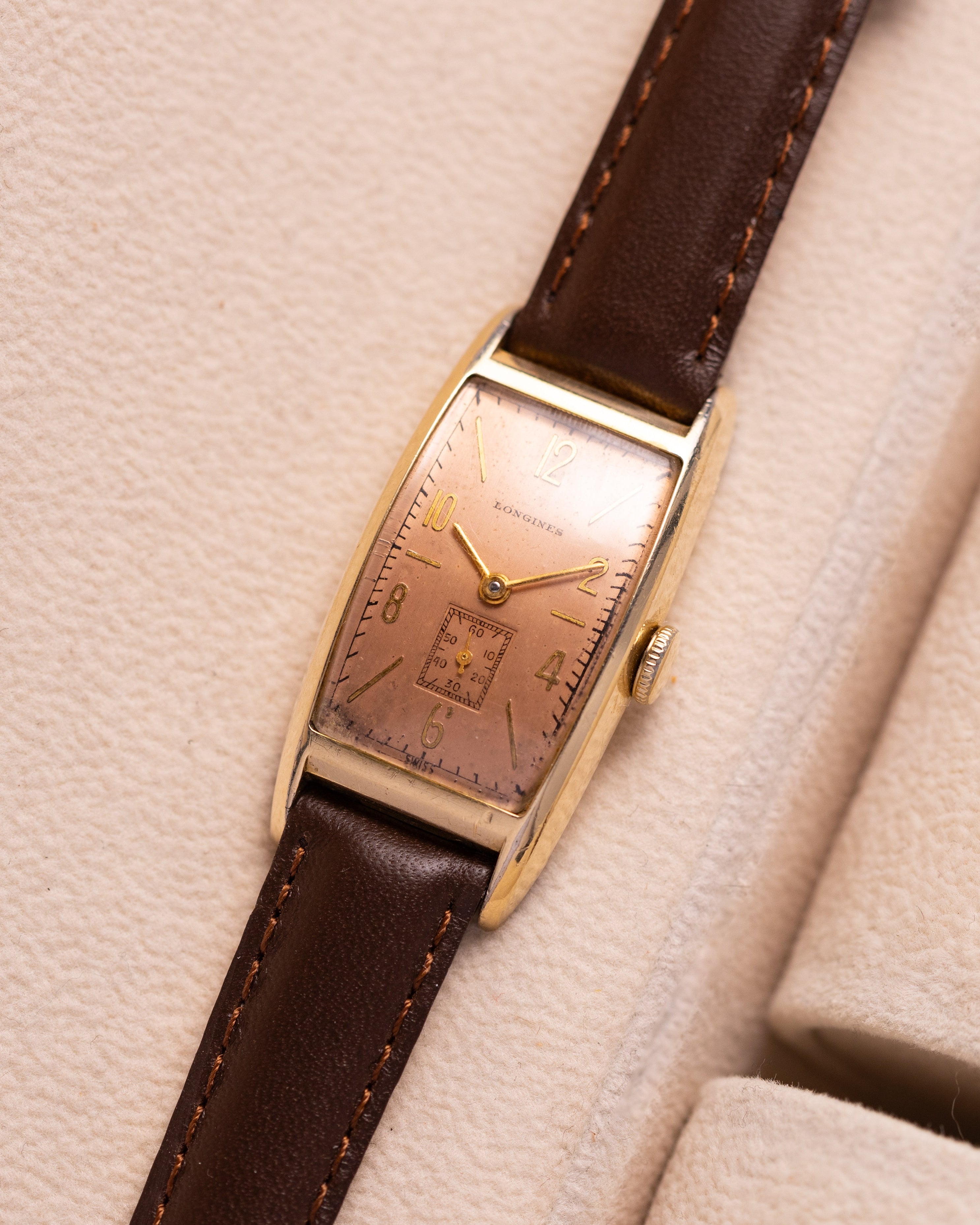 Vintage "Longines" Salmon dial, 10k Gold Filled Art Deco watch from 1938 - VintageDuMarko