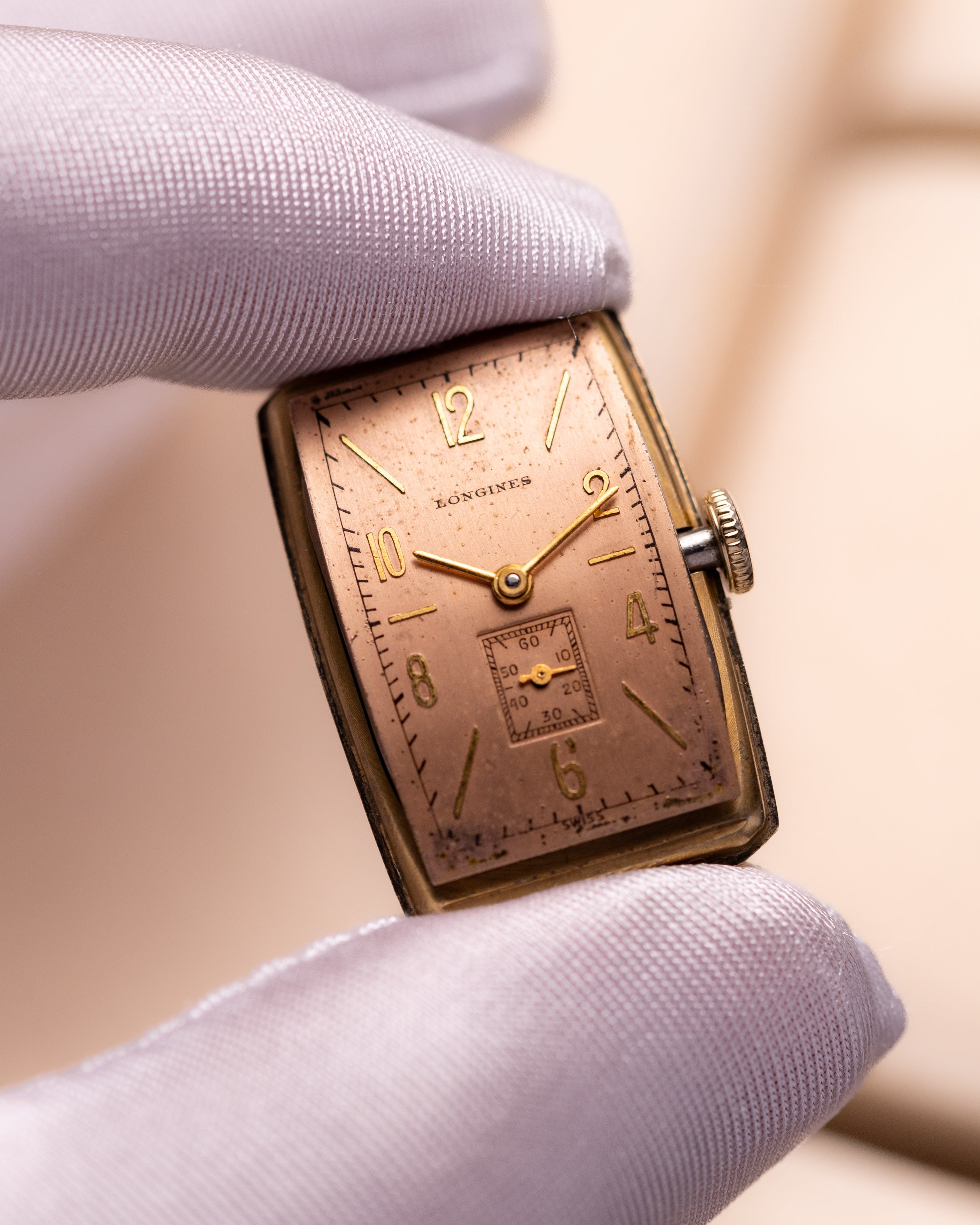 Vintage "Longines" Salmon dial, 10k Gold Filled Art Deco watch from 1938 - VintageDuMarko