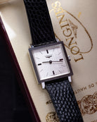 Vintage Longines Square Tank, Linen Silver Dial, Swiss Watch from 1970's - DuMarko