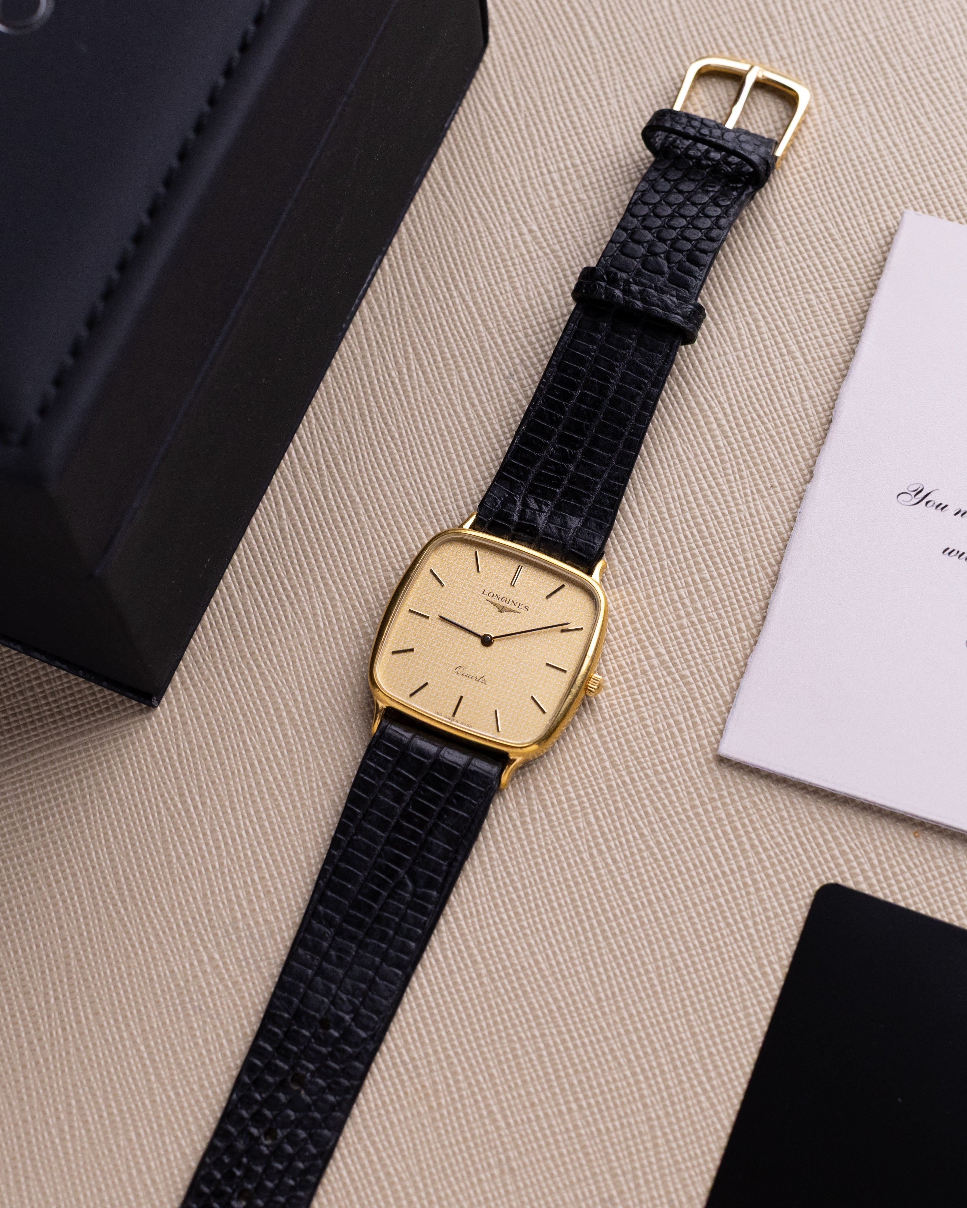 Vintage Longines Swiss Quartz Watch, Check pattern dial from 1970's - DuMarko