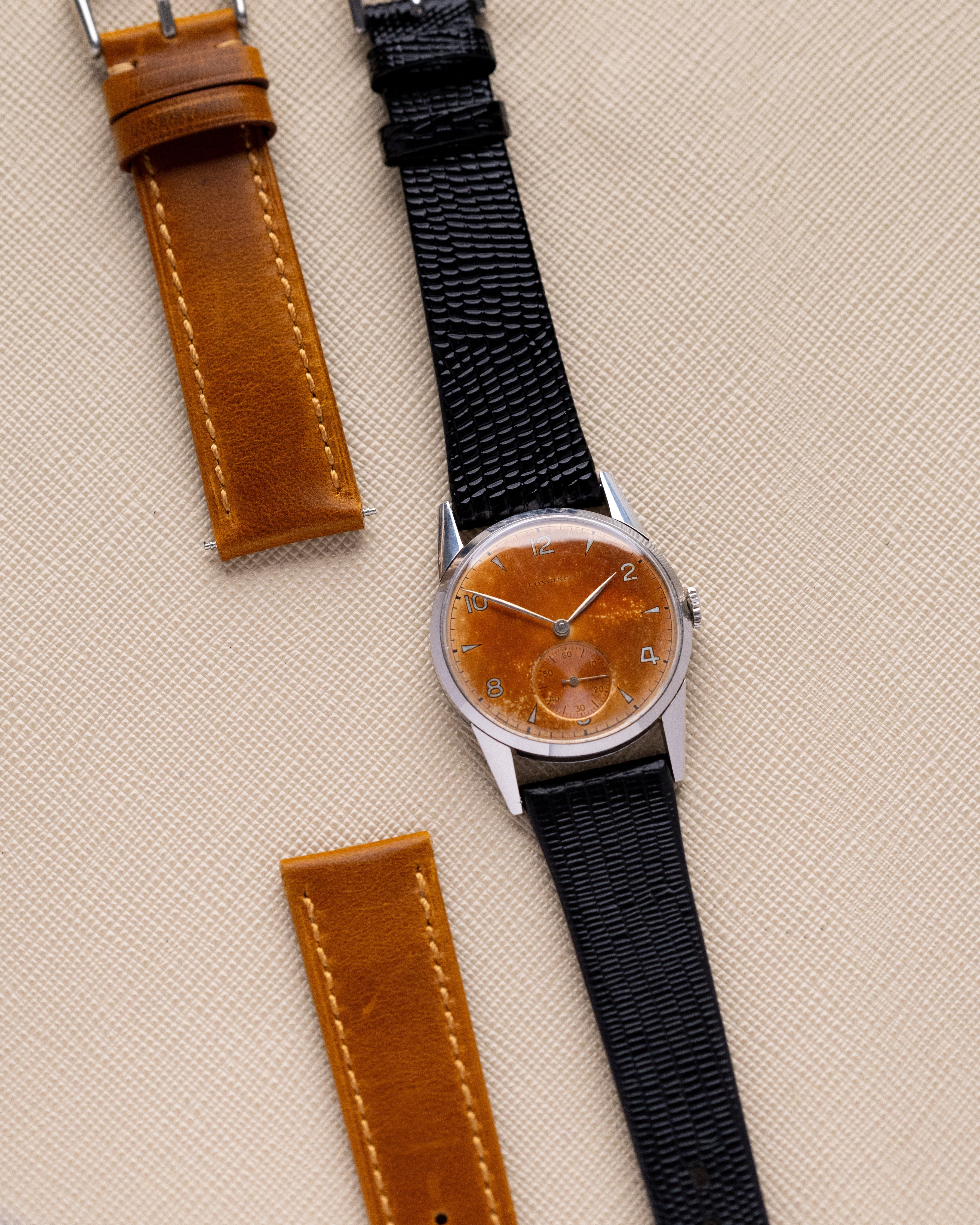 Vintage Longines Swiss watch, Rare Salmon Patina. Dial, Ref. 3500, Cal. 27M from 1947 - DuMarko