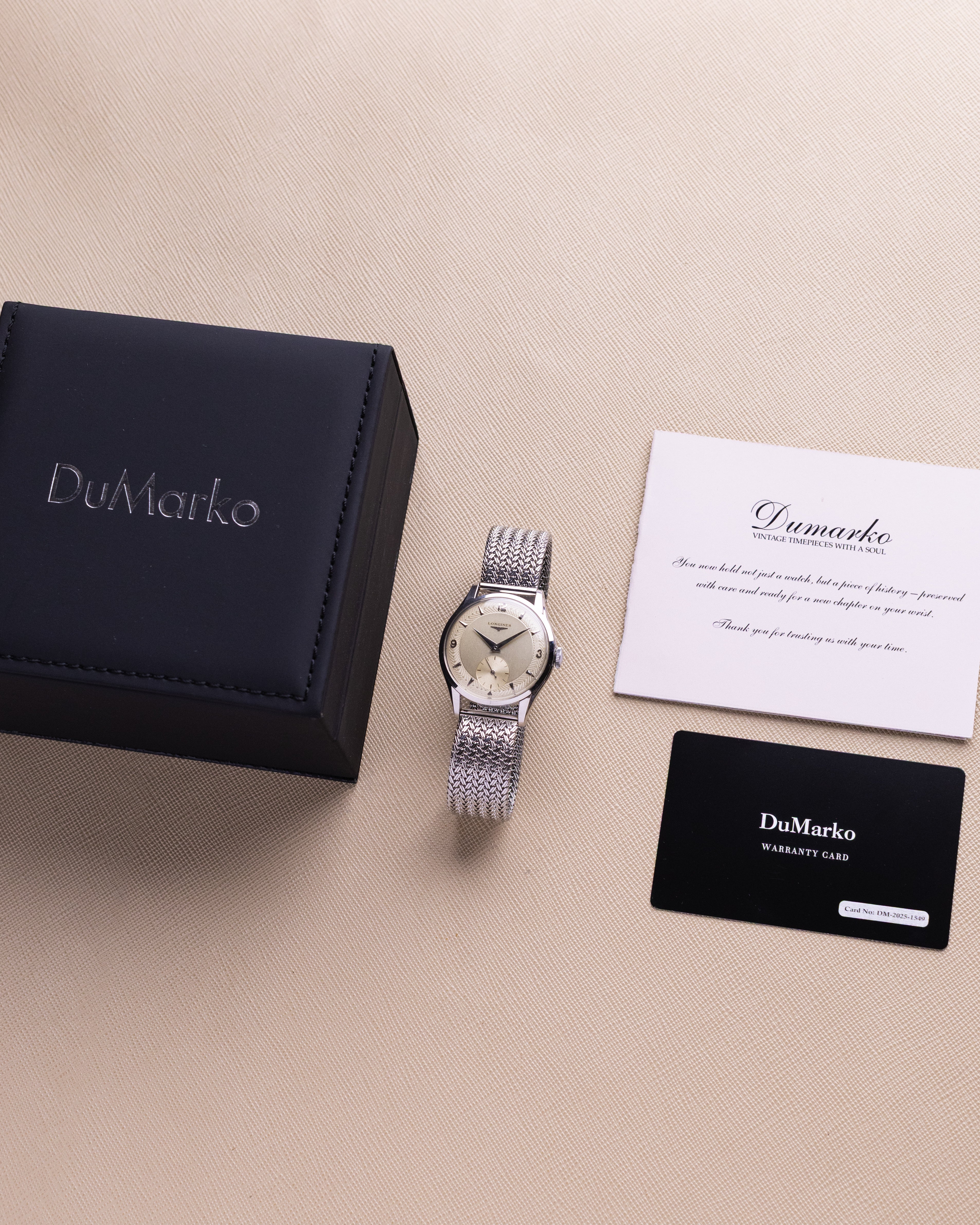 Vintage Longines Swiss Watch, Unique Guilloché Dial, Ref. 7033 - 2, Cal. 12.68Z from 1954 - DuMarko