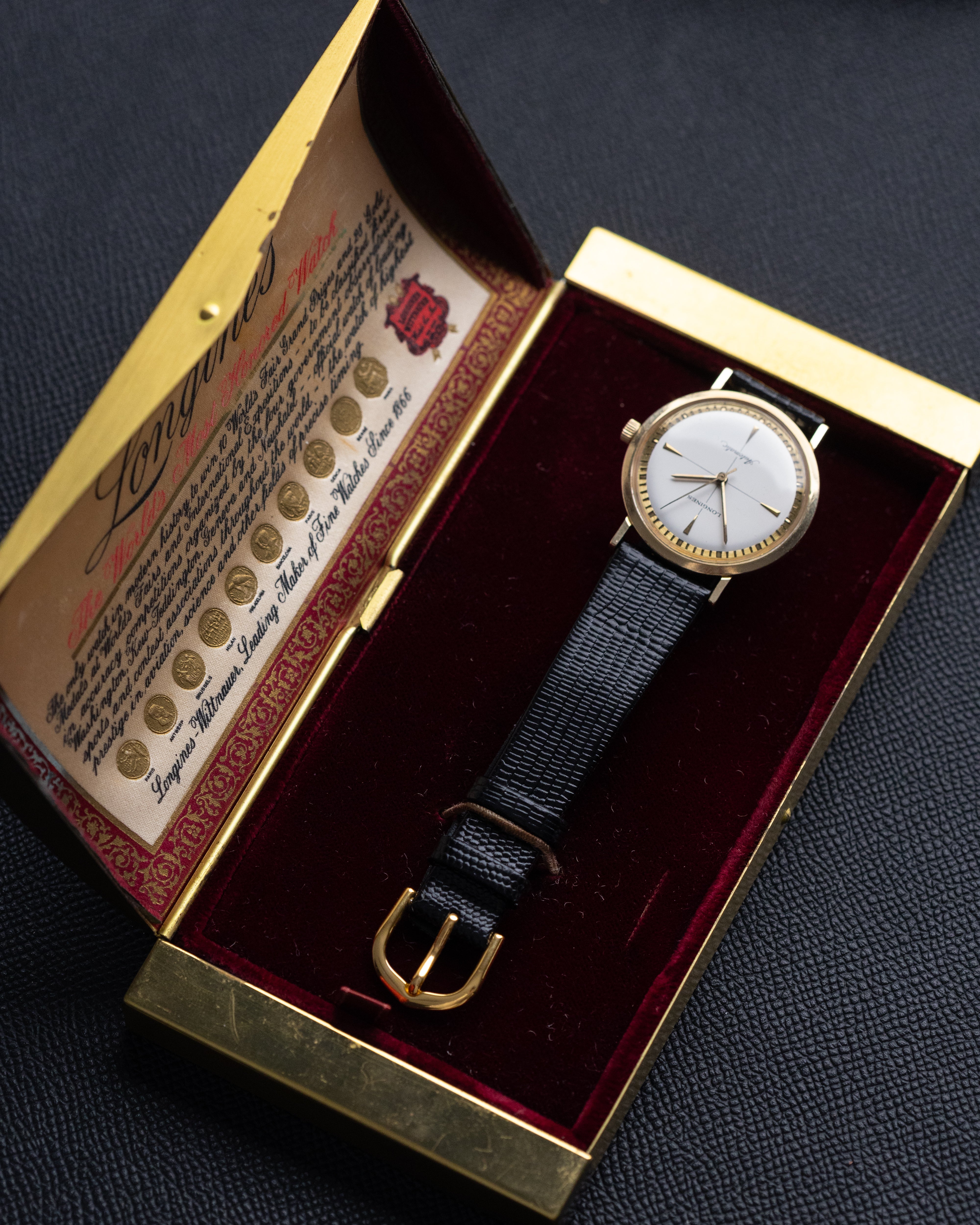 Vintage Longines Watch, Gold - plated monocoque case, Crosshair Dial, Original Box from 1960’s - DuMarko