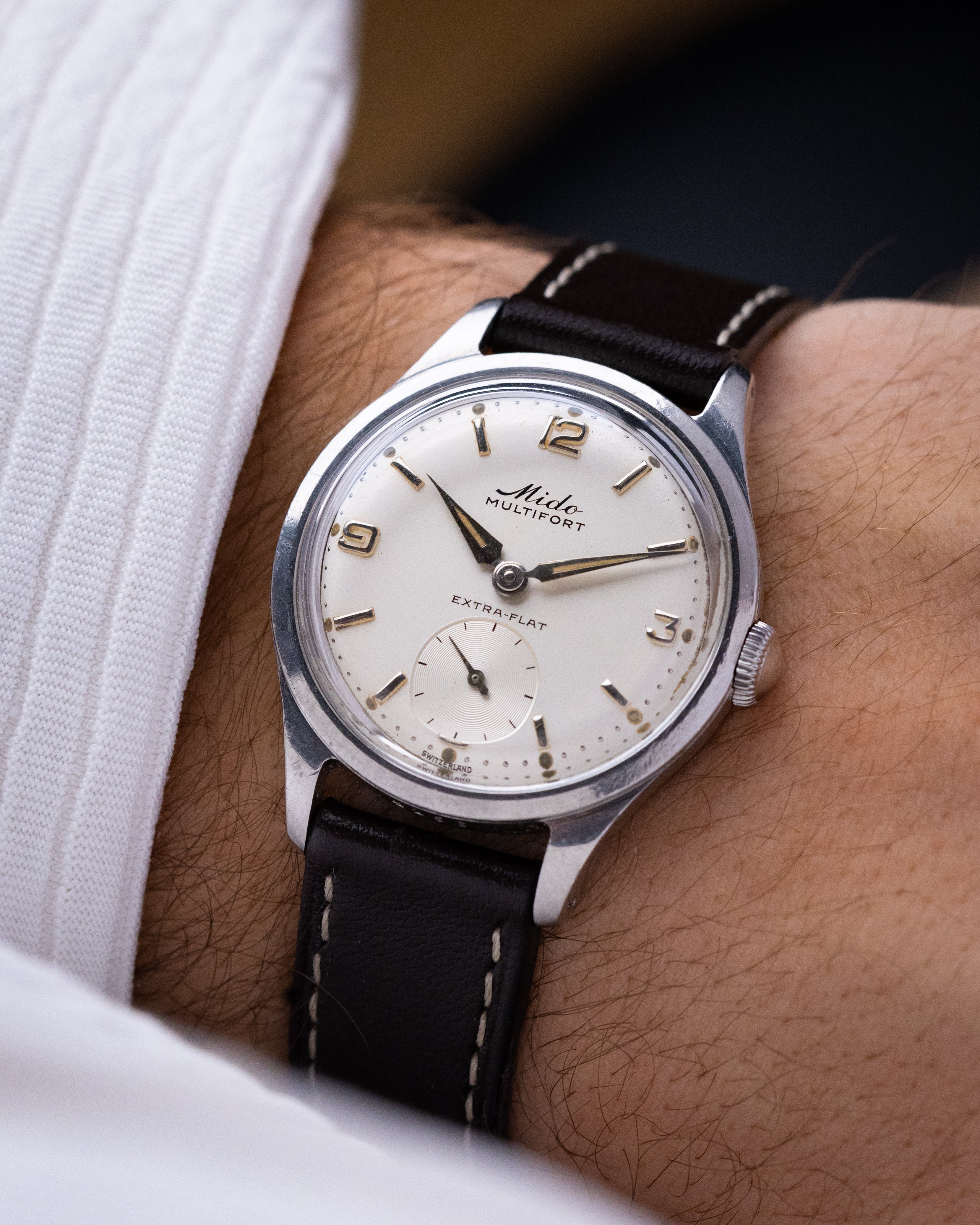 Vintage Mido Multifort Extra Flat Swiss Watch, François Borgel Case, Cal. 1200A from 1950's - DuMarko