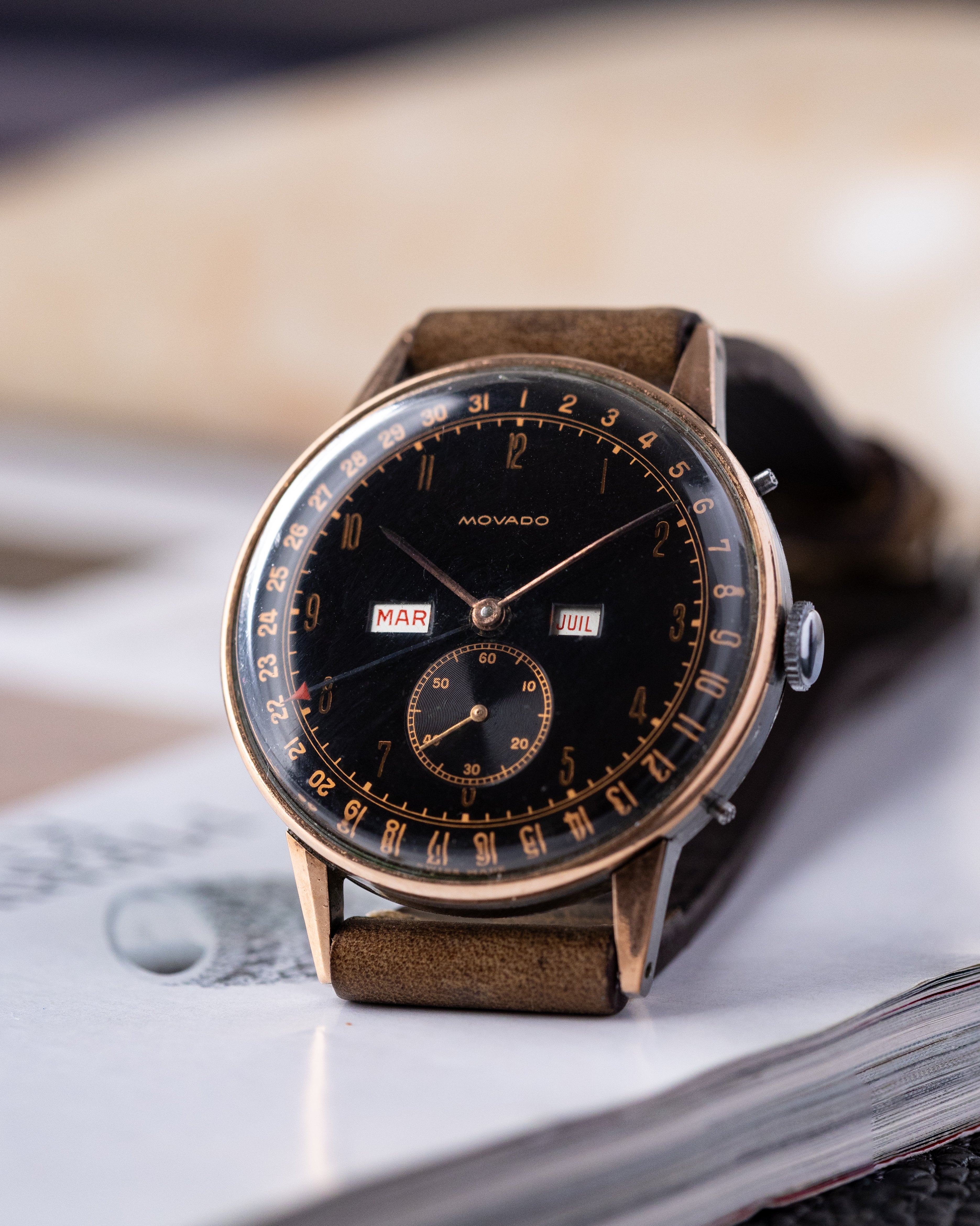 Vintage Movado Triple Calendar, Oversized 36 mm case from 1940's - DuMarko