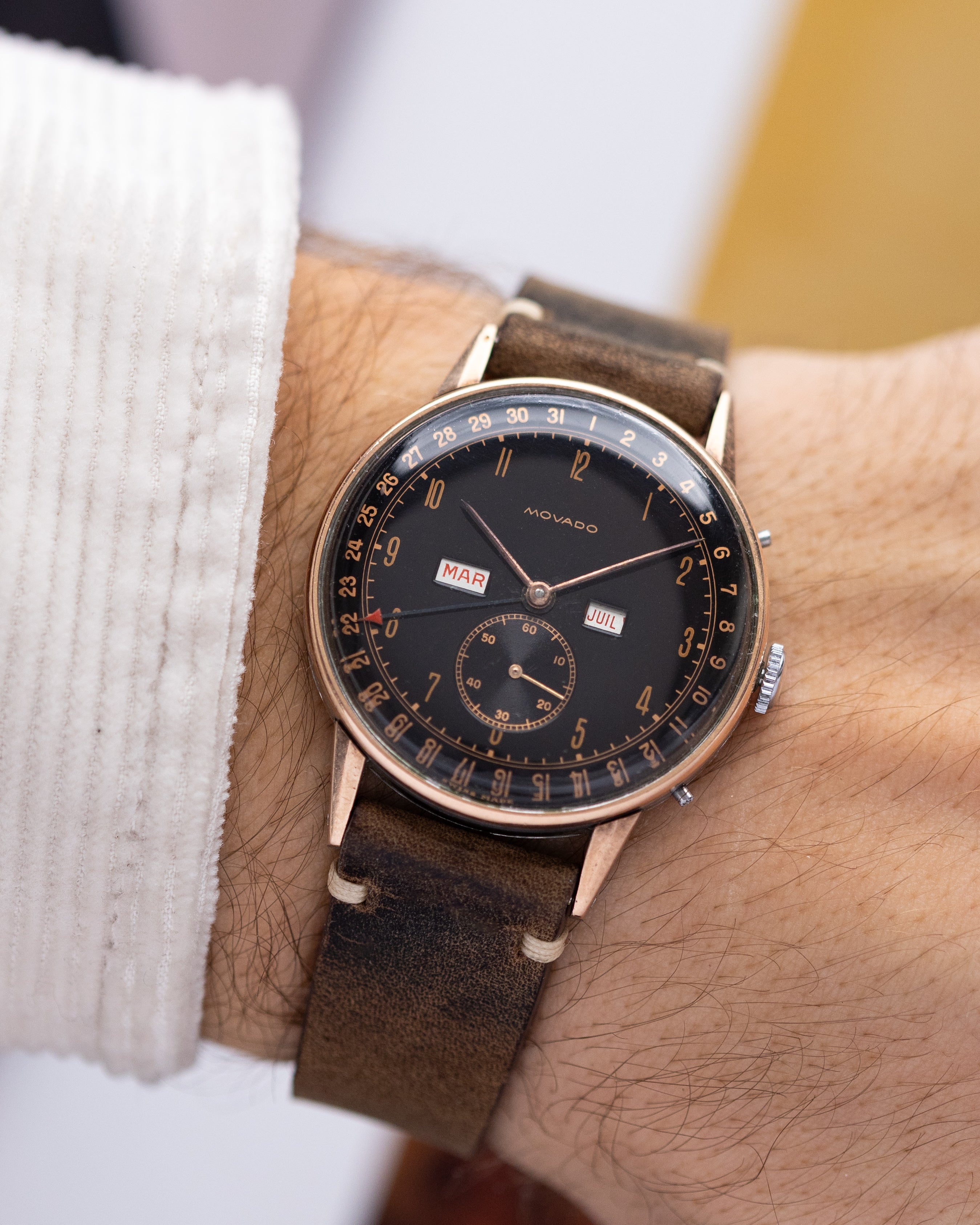 Vintage Movado Triple Calendar, Oversized 36 mm case from 1940's - DuMarko