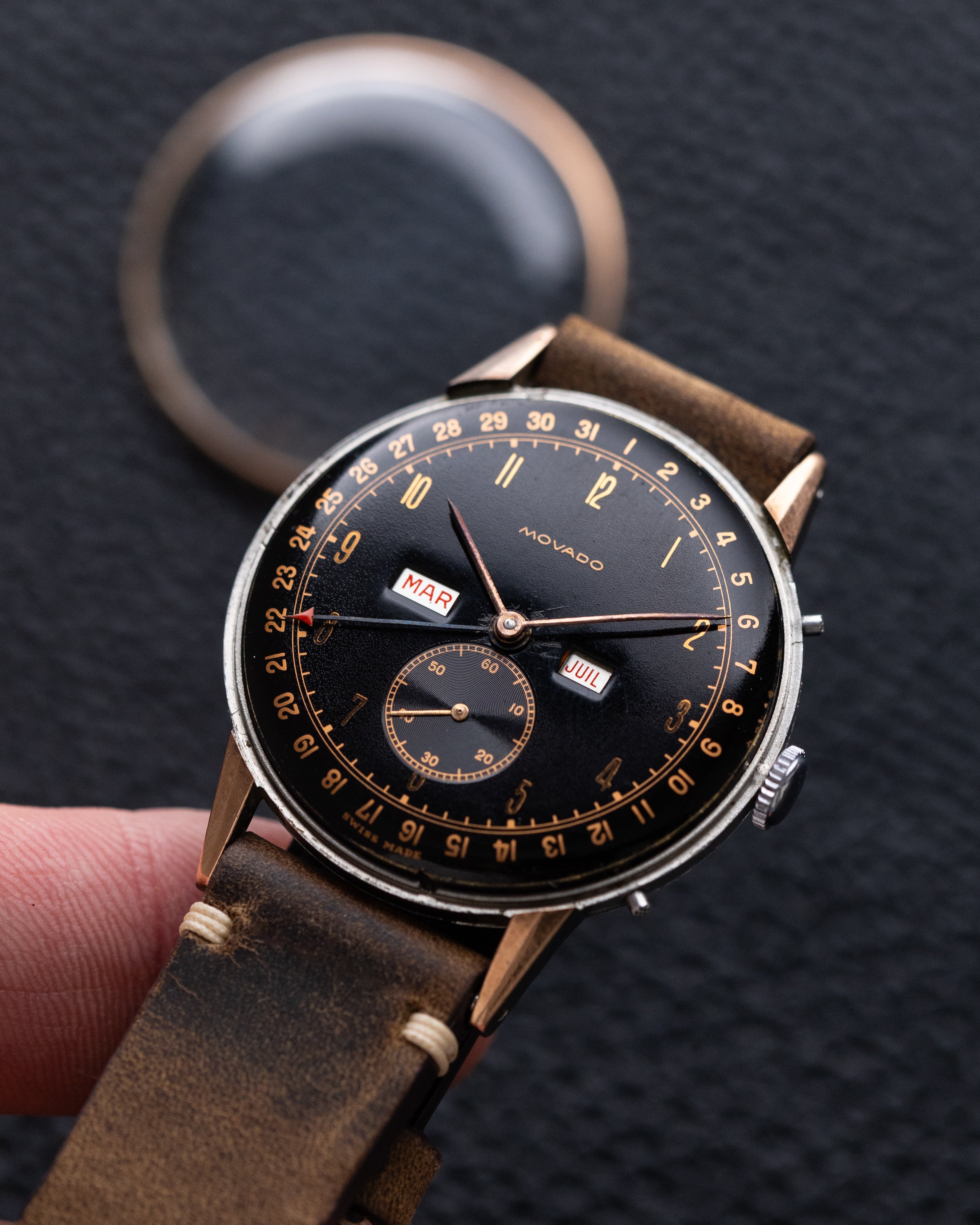 Vintage Movado Triple Calendar, Oversized 36 mm case from 1940's - DuMarko