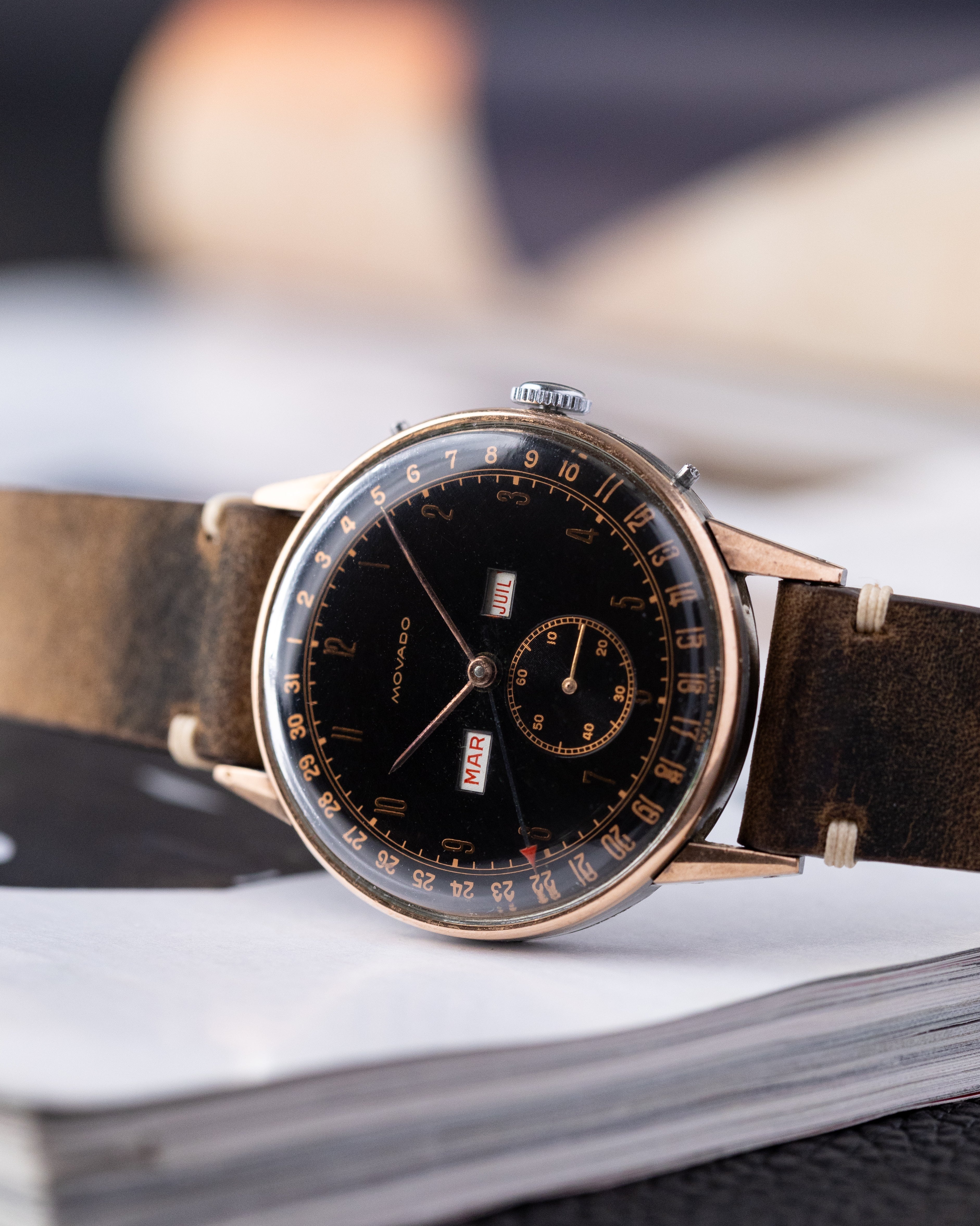 Vintage Movado Triple Calendar, Oversized 36 mm case from 1940's - DuMarko