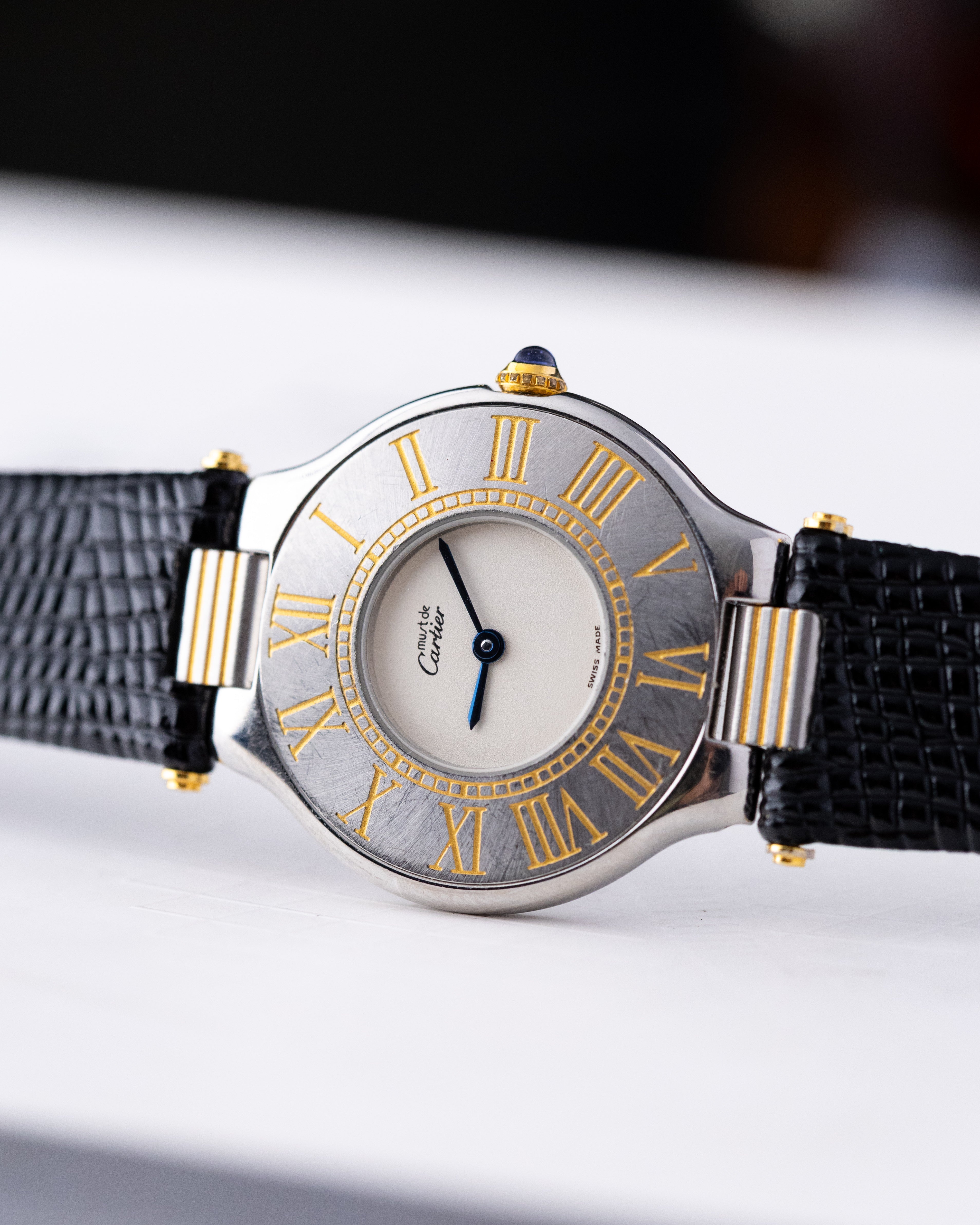Vintage Must de Cartier 21 Swiss Watch, Two - Tone Dial with Roman Numerals from 1980's - DuMarko