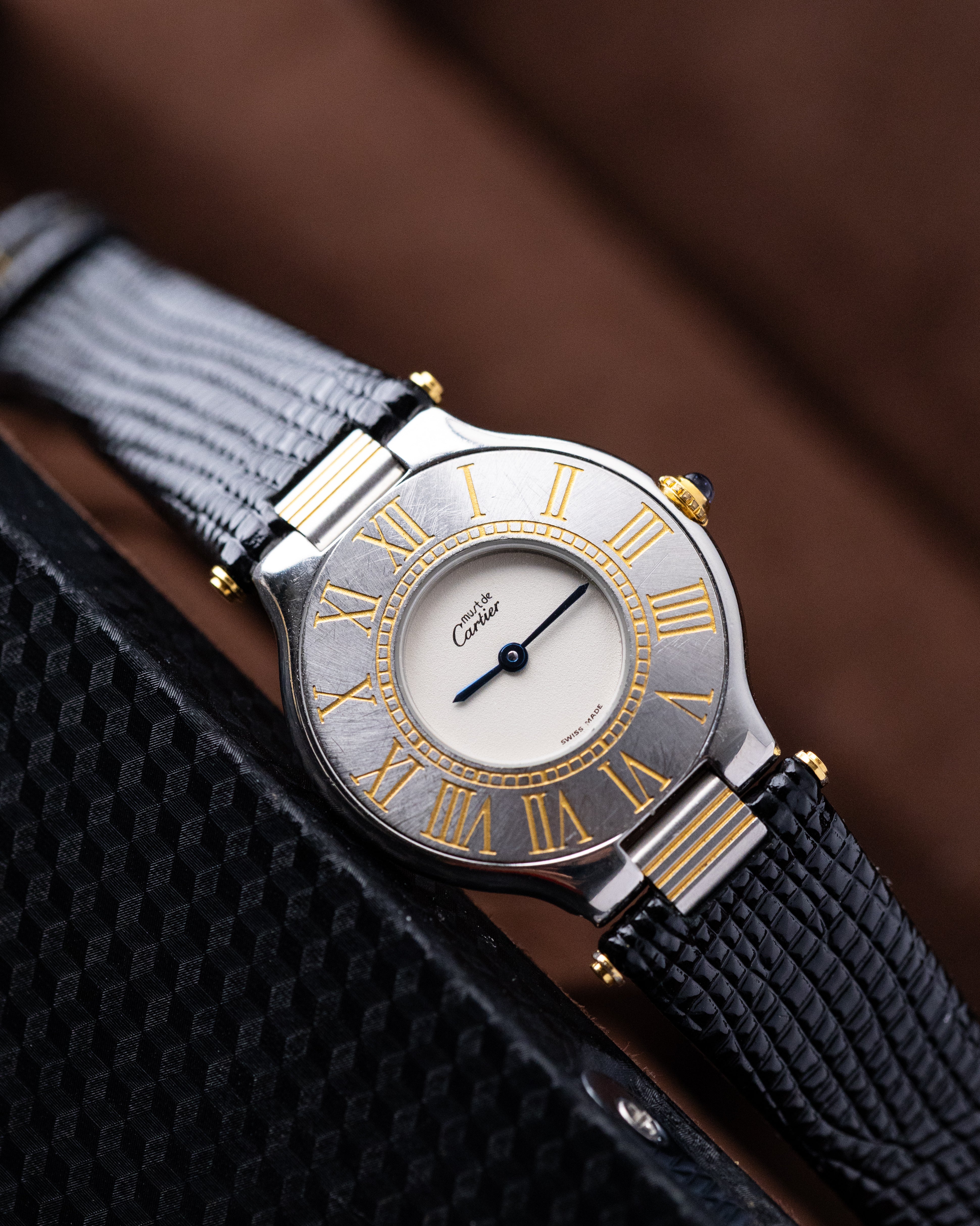 Vintage Must de Cartier 21 Swiss Watch, Two - Tone Dial with Roman Numerals from 1980's - DuMarko