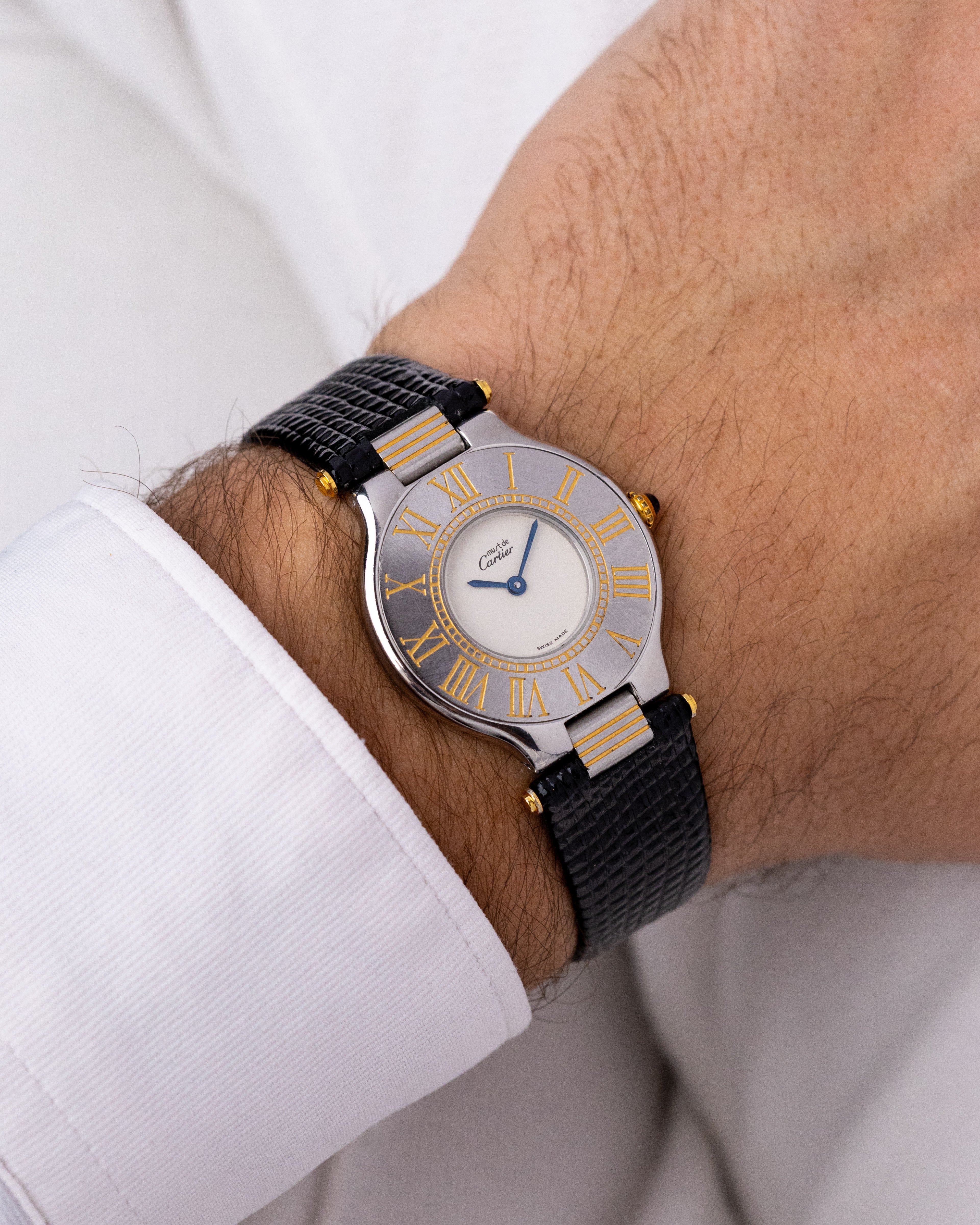 Vintage Must de Cartier 21 Swiss Watch, Two - Tone Dial with Roman Numerals from 1980's - DuMarko