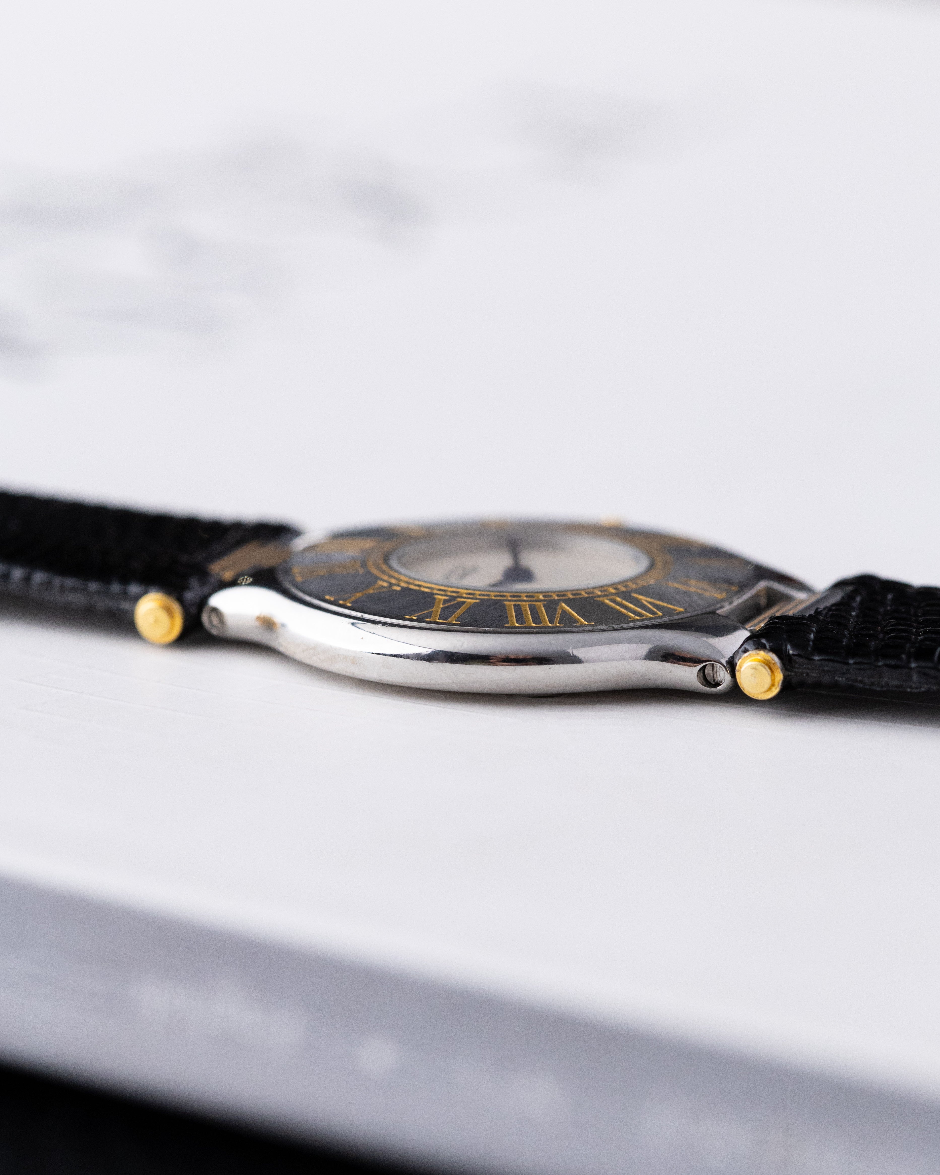 Vintage Must de Cartier 21 Swiss Watch, Two - Tone Dial with Roman Numerals from 1980's - DuMarko