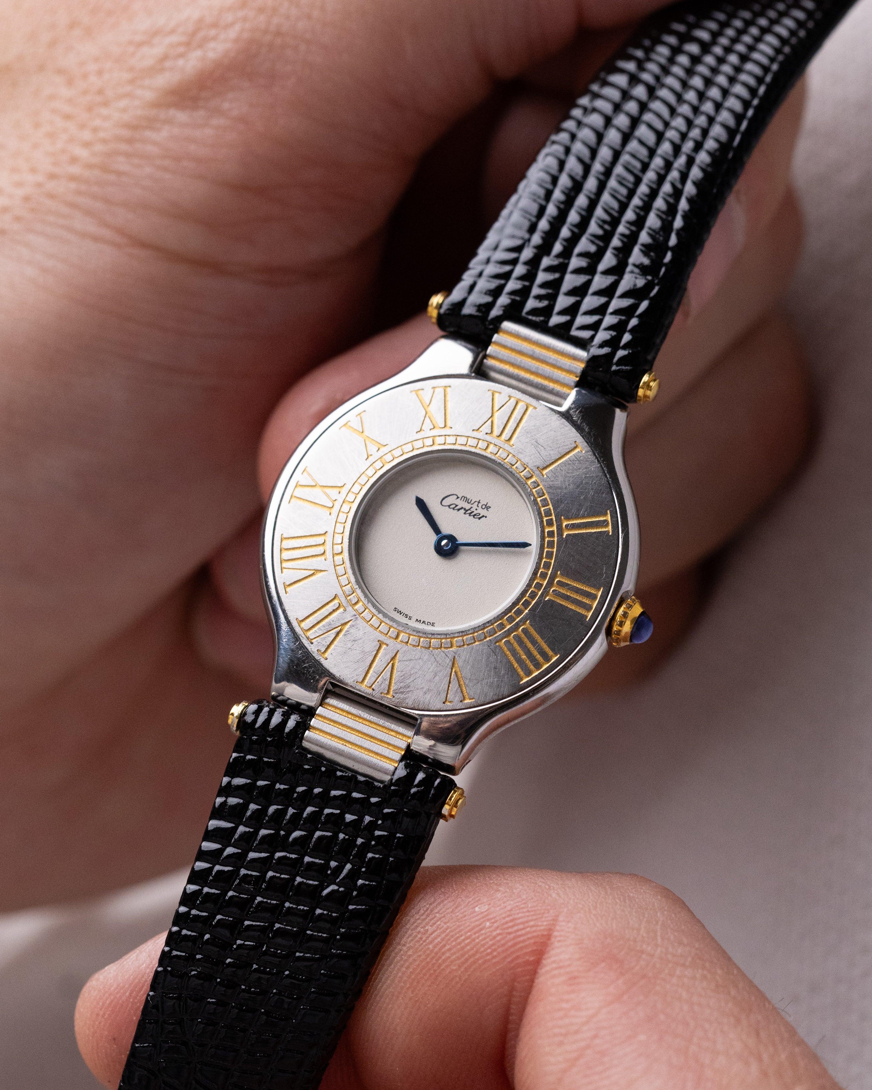 Vintage Must de Cartier 21 Swiss Watch, Two - Tone Dial with Roman Numerals from 1980's - DuMarko