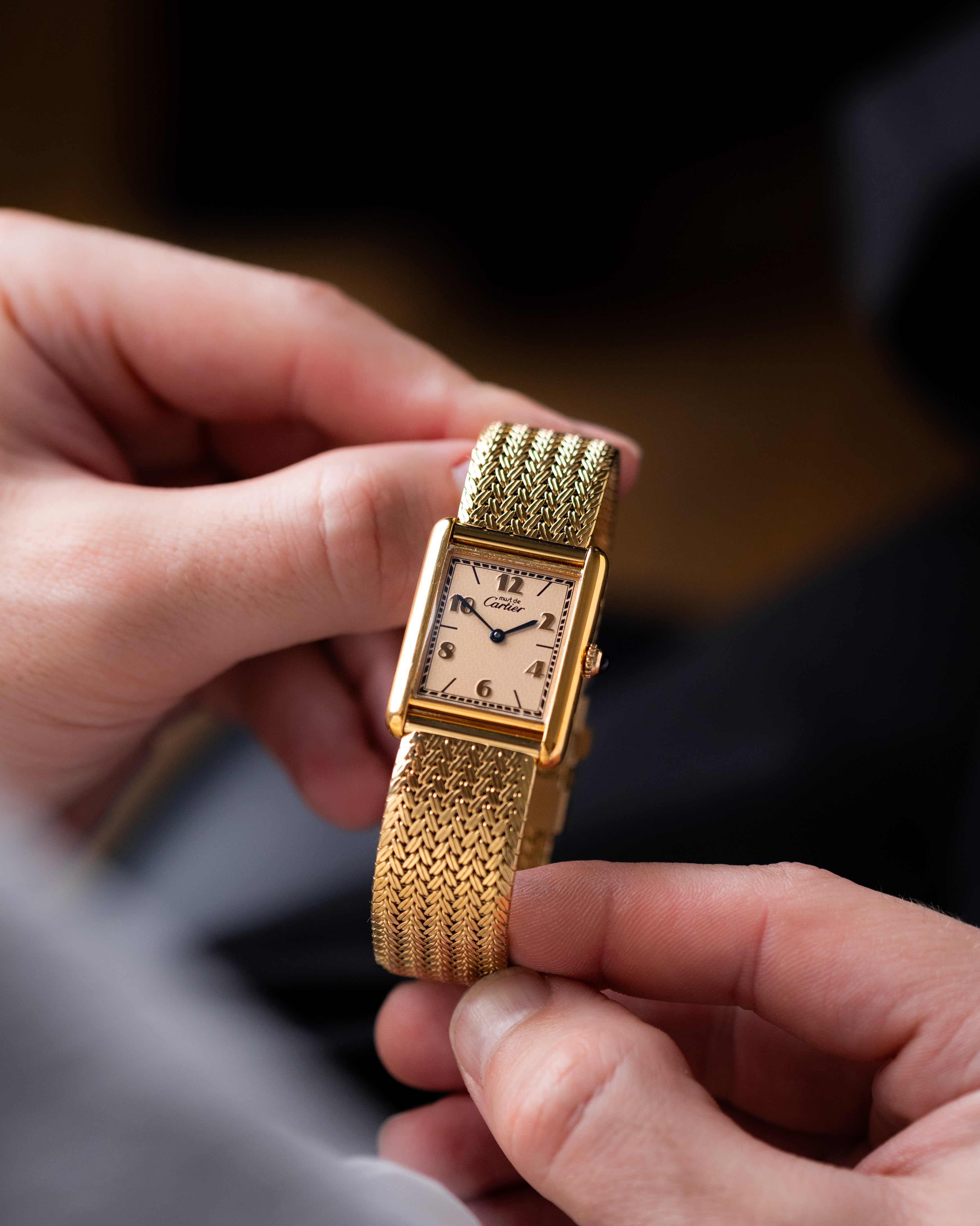 Vintage Must de Cartier Tank, Quartz, Cream Dial, Arabic Numerals, Vermeil Case from 1990's - DuMarko