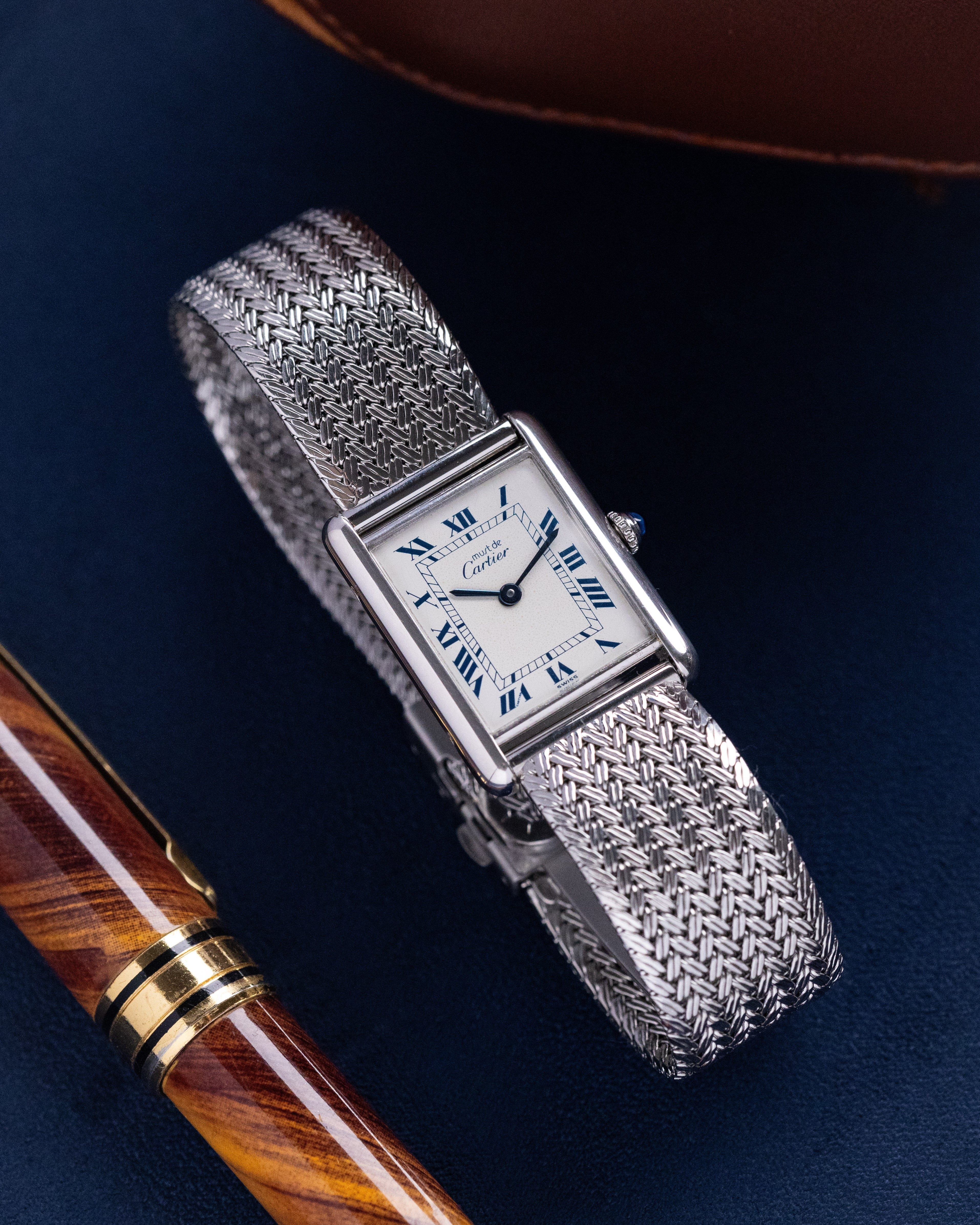 Vintage Must de Cartier Tank, Ref. 690006, Silver & Rhodium Case, Blue Roman Numerals, Quartz from 1990's - DuMarko