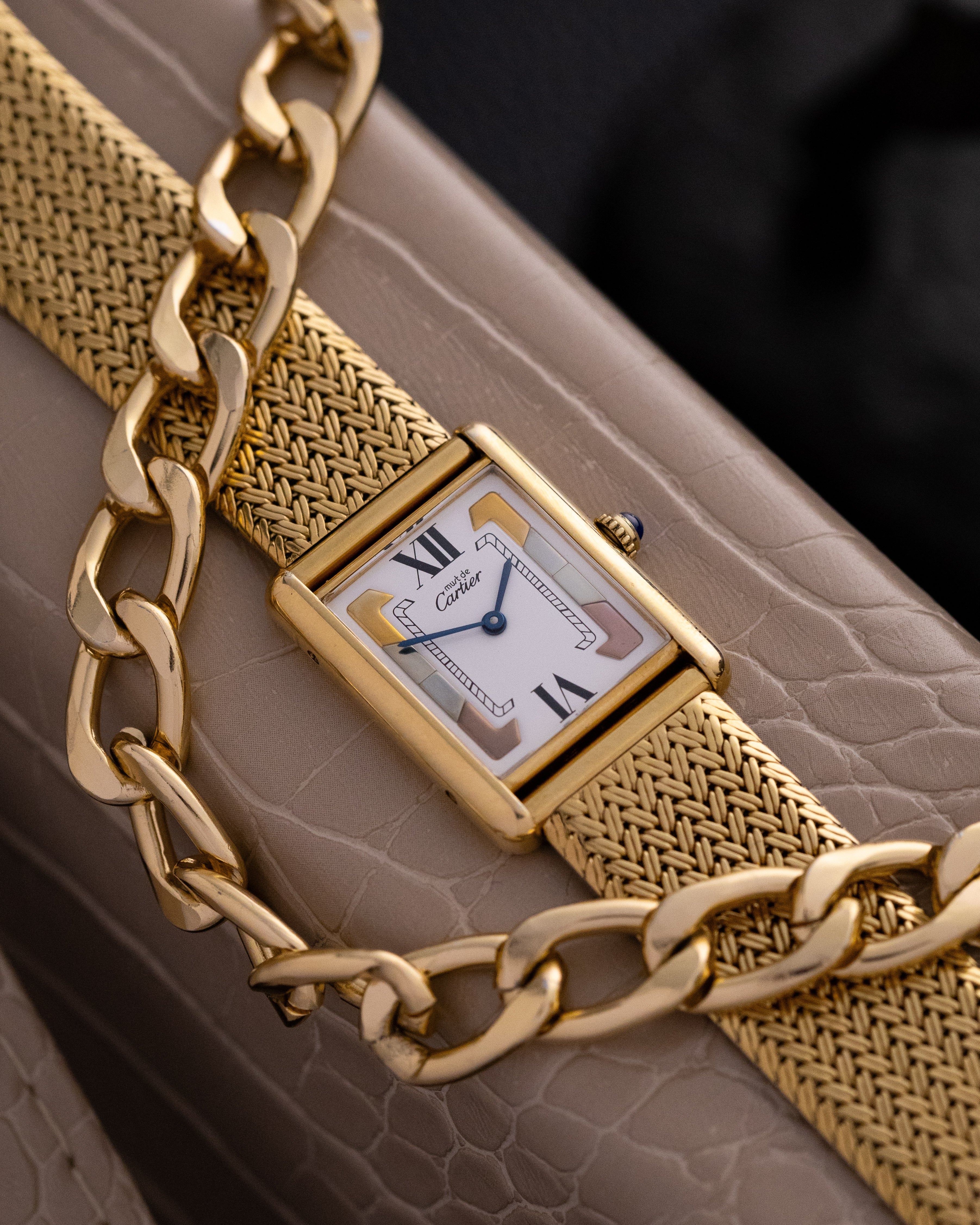 Vintage Must de Cartier Tank, Trinity Dial, Ref. 590005, Swiss Quartz Watch - DuMarko