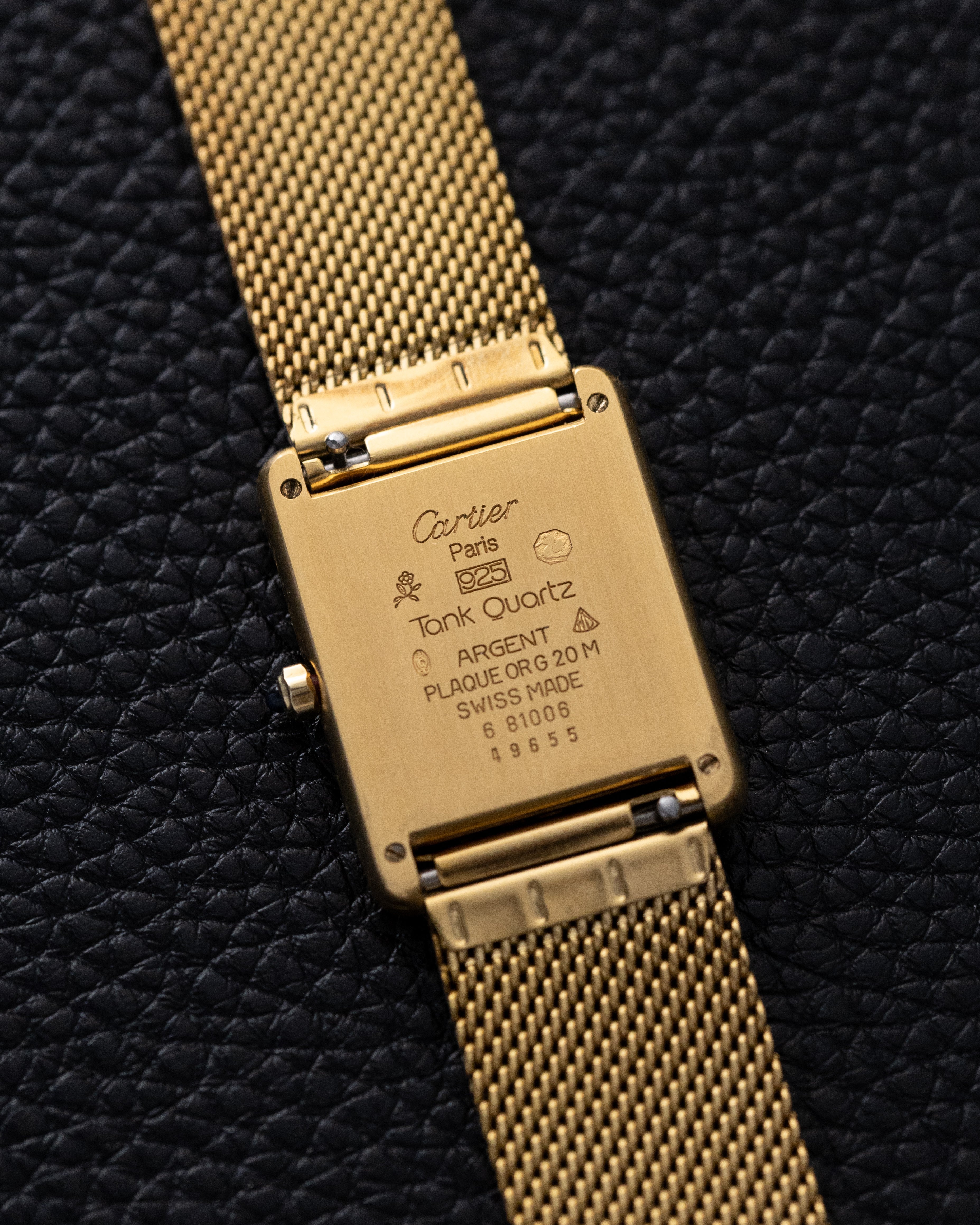 Vintage Must de Cartier Tank Vermeil, Lemon Dial with roman numerals, Ref. 6 81006 from 1980s, with original documents. - DuMarko