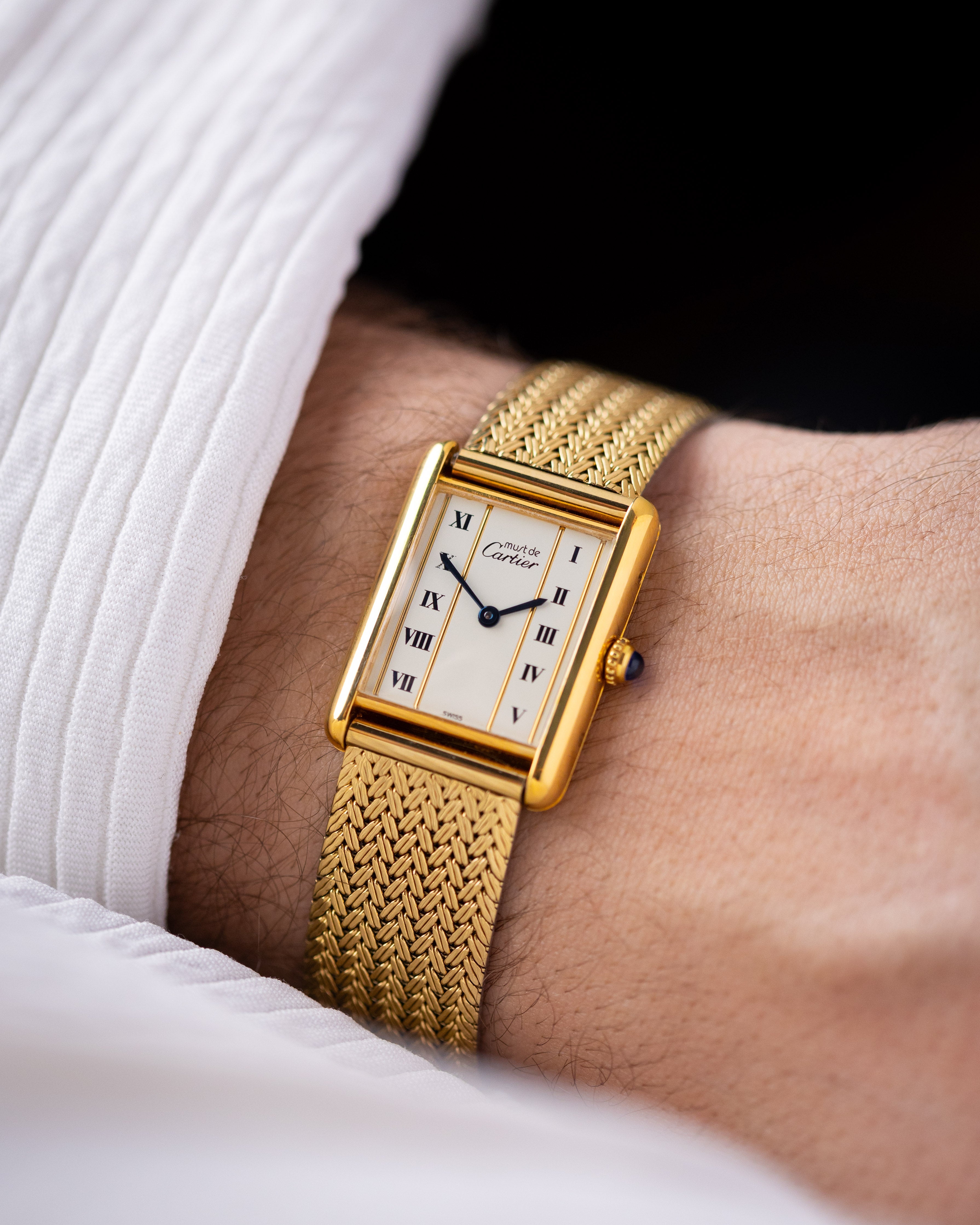 Vintage Must de Cartier Tank Vermeil, Ref. 590005, Column Dial, Roman Numerals from 1980's - DuMarko