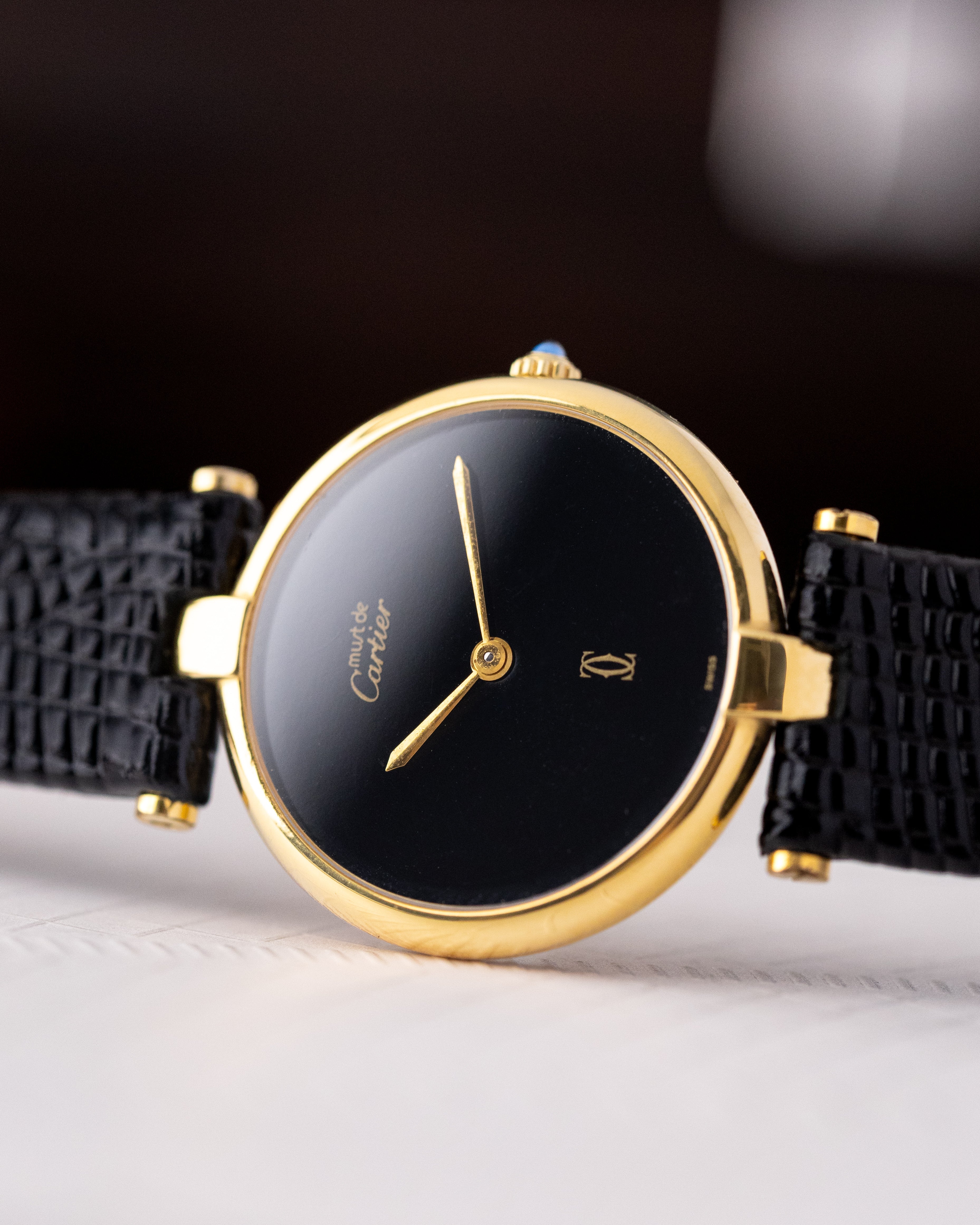 Vintage Must de Cartier Vendome Quartz, “Onyx” Style Black Dial, Swiss Made Unisex Watch - DuMarko
