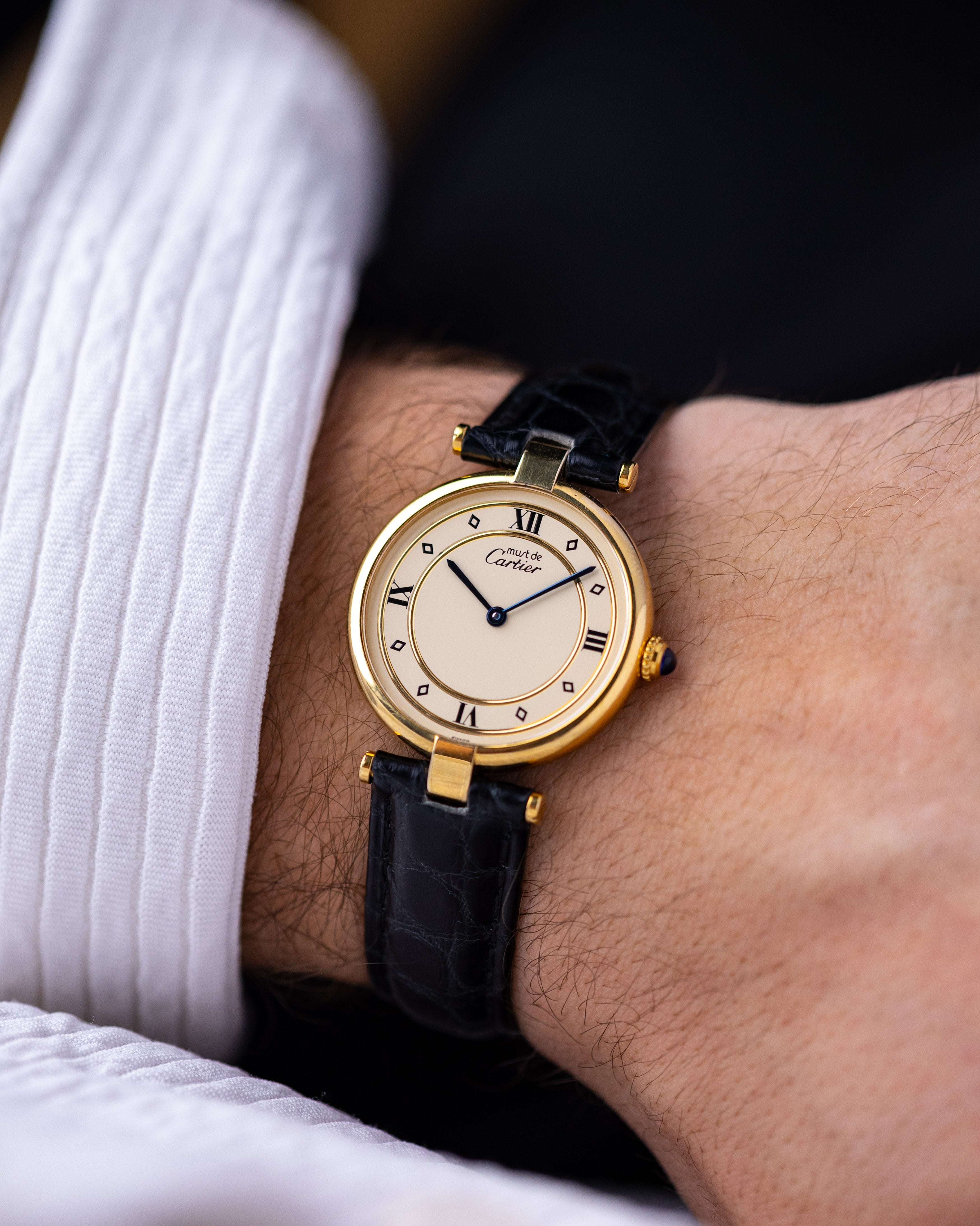 Vintage Must de Cartier Vendôme, Ref. 590003, Vermeil Case, Roman Dial, Quartz from 1990's - DuMarko