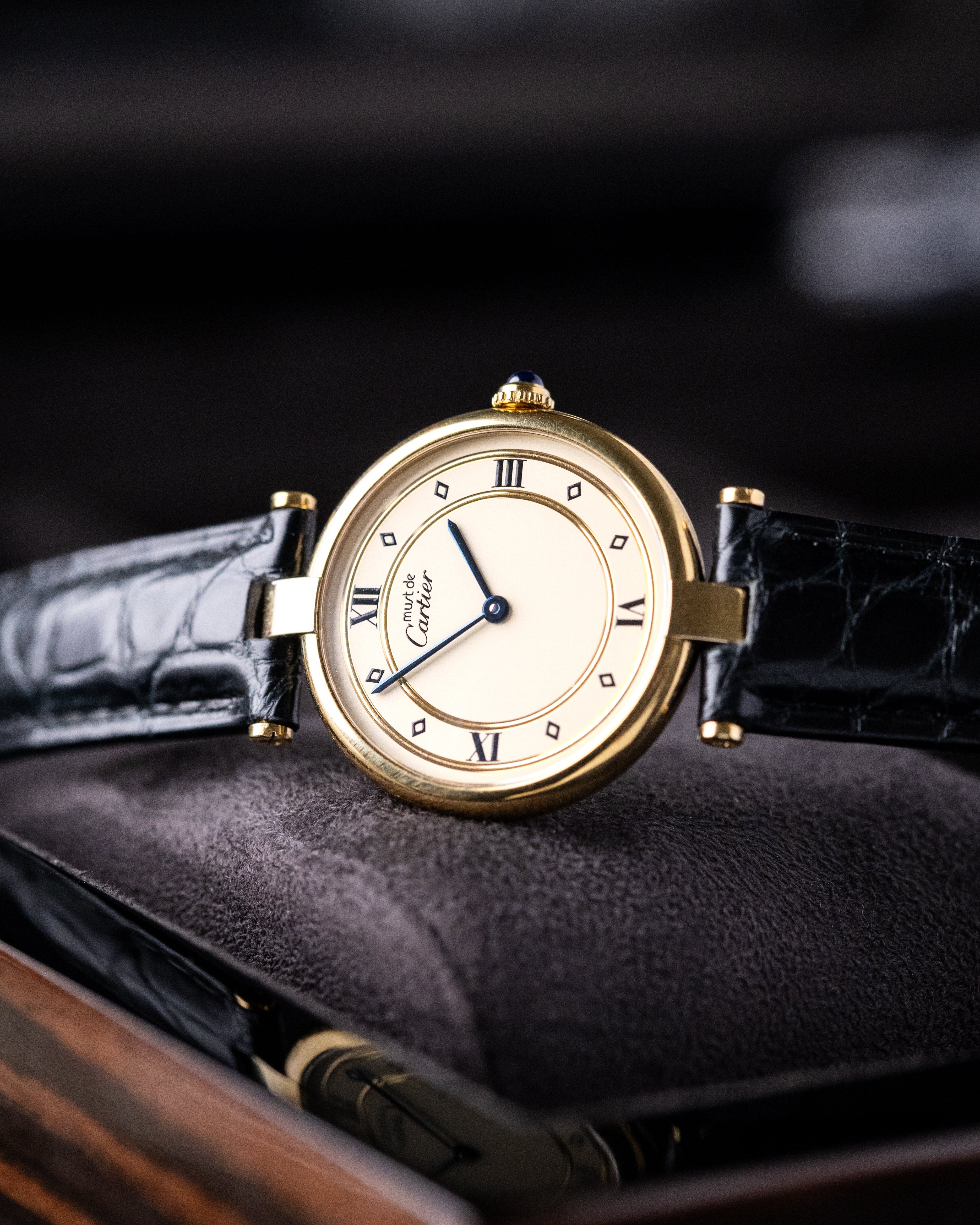 Vintage Must de Cartier Vendôme, Ref. 590003, Vermeil Case, Roman Dial, Quartz from 1990's - DuMarko