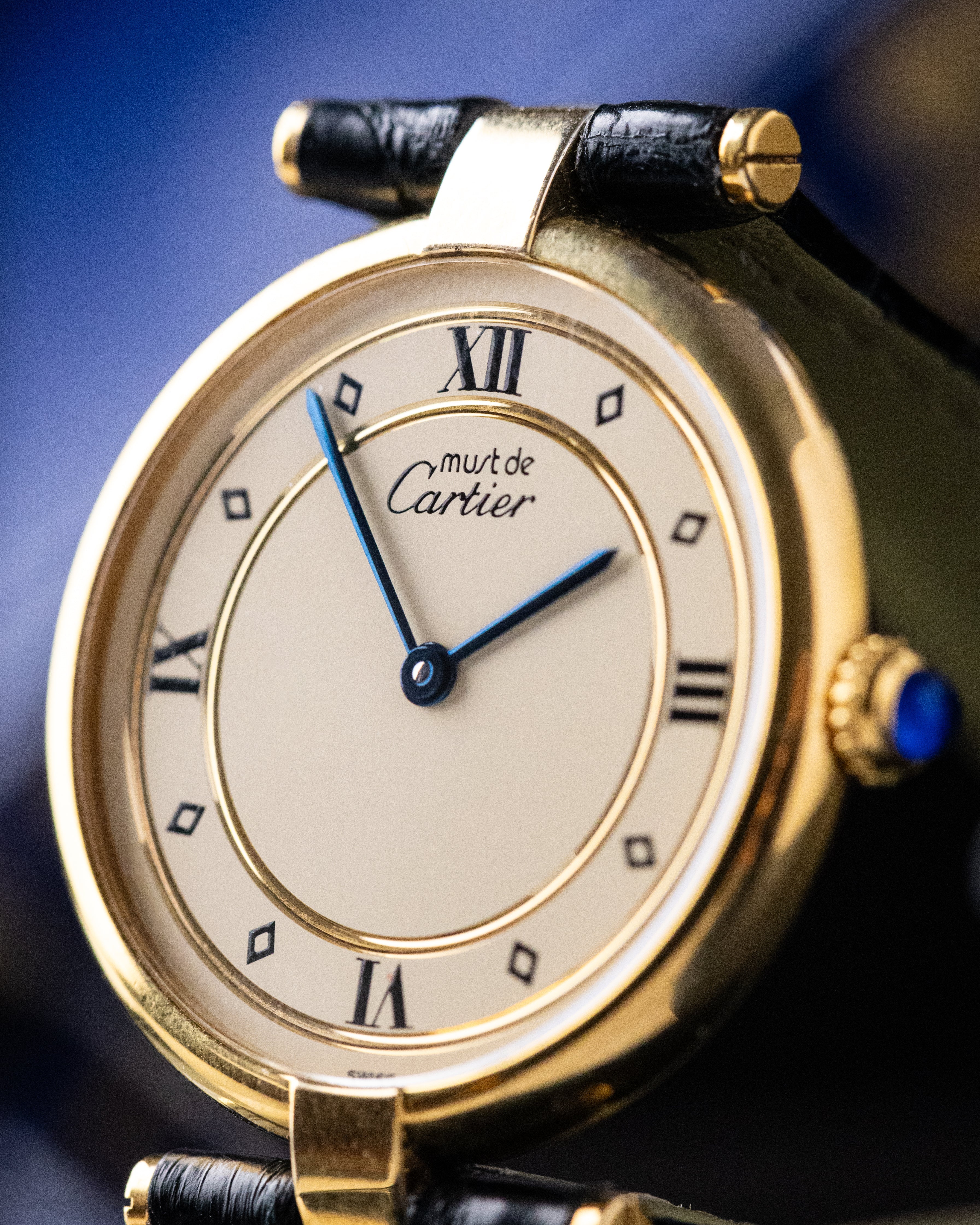 Vintage Must de Cartier Vendôme, Ref. 590003, Vermeil Case, Roman Dial, Quartz from 1990's - DuMarko