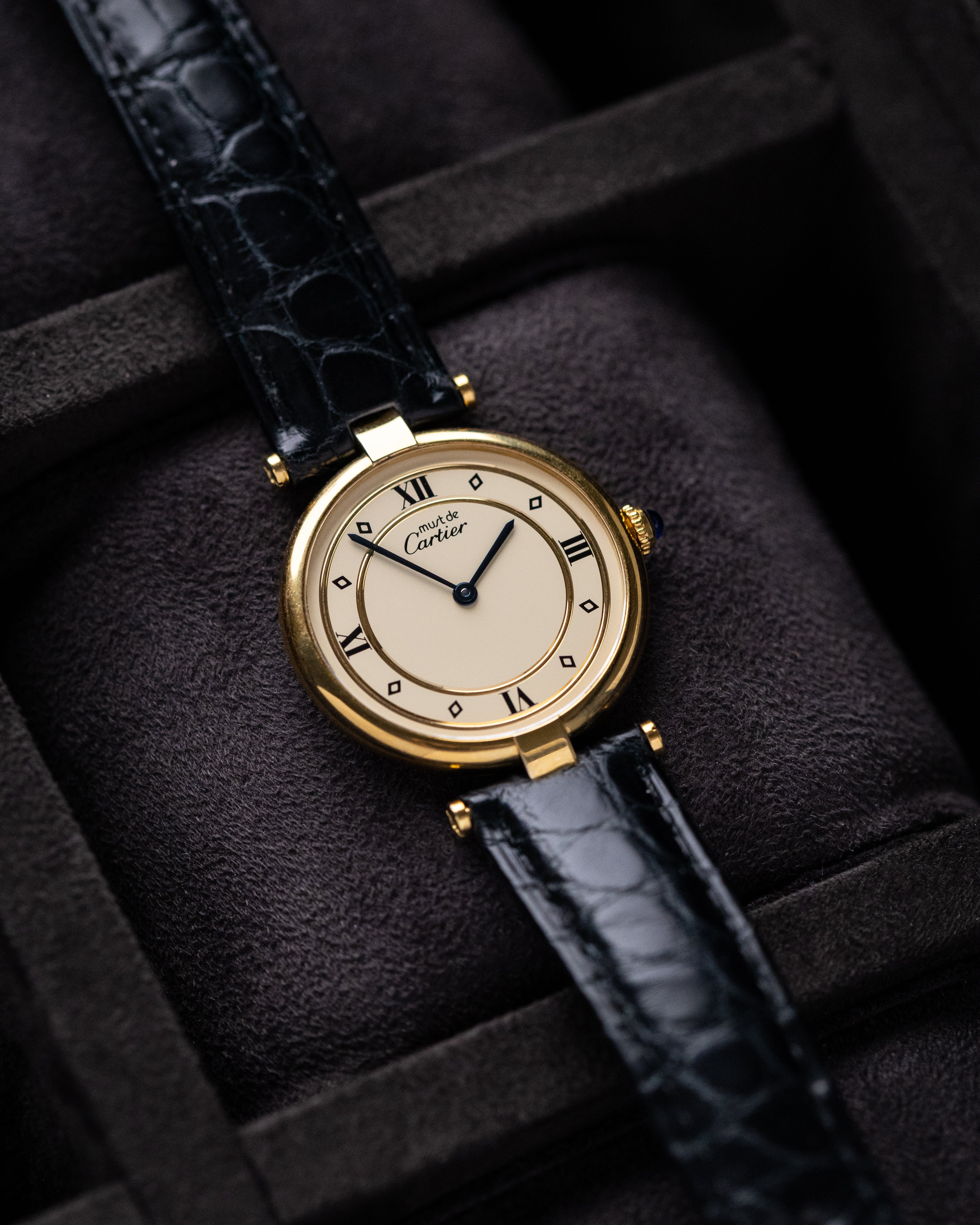 Vintage Must de Cartier Vendôme, Ref. 590003, Vermeil Case, Roman Dial, Quartz from 1990's - DuMarko