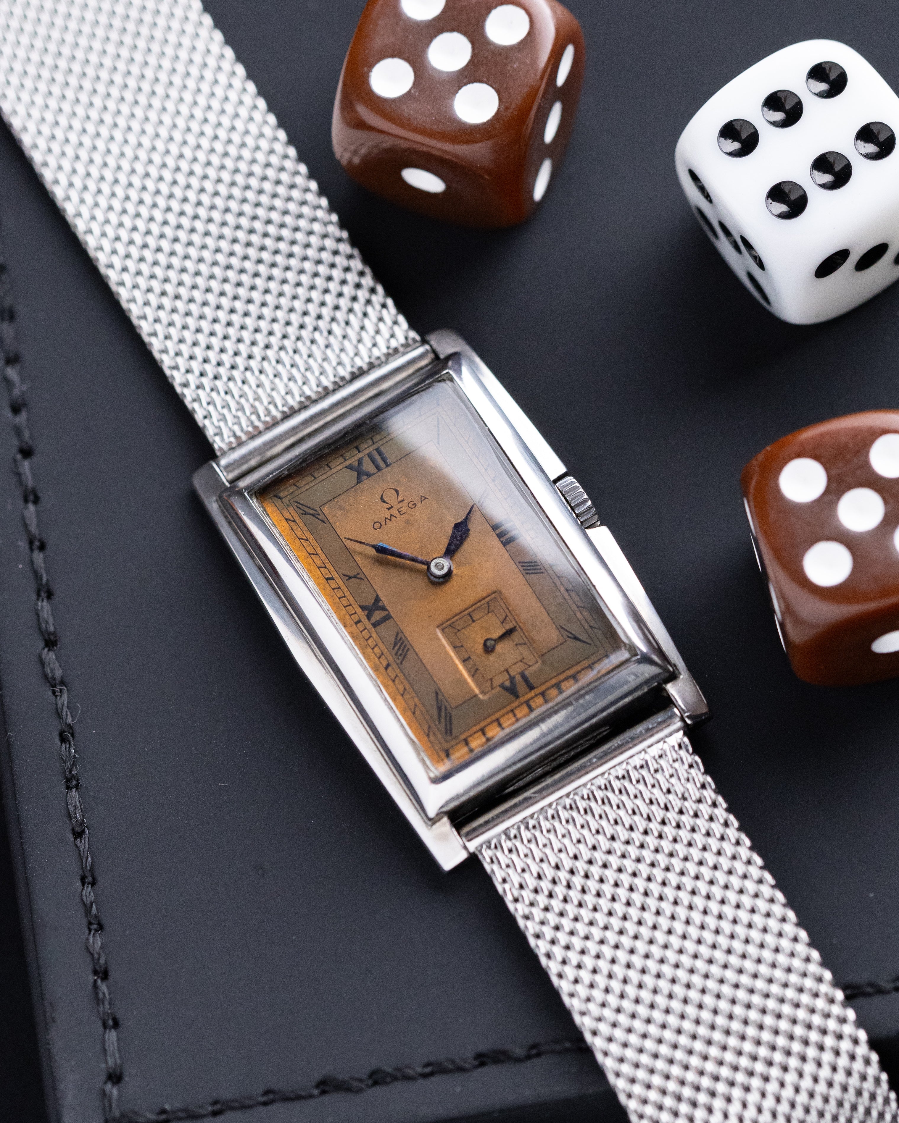 Vintage Omega Art Deco Tank, Rare Chocolate Patinated Copper Dial, Cal. T17 - DuMarko