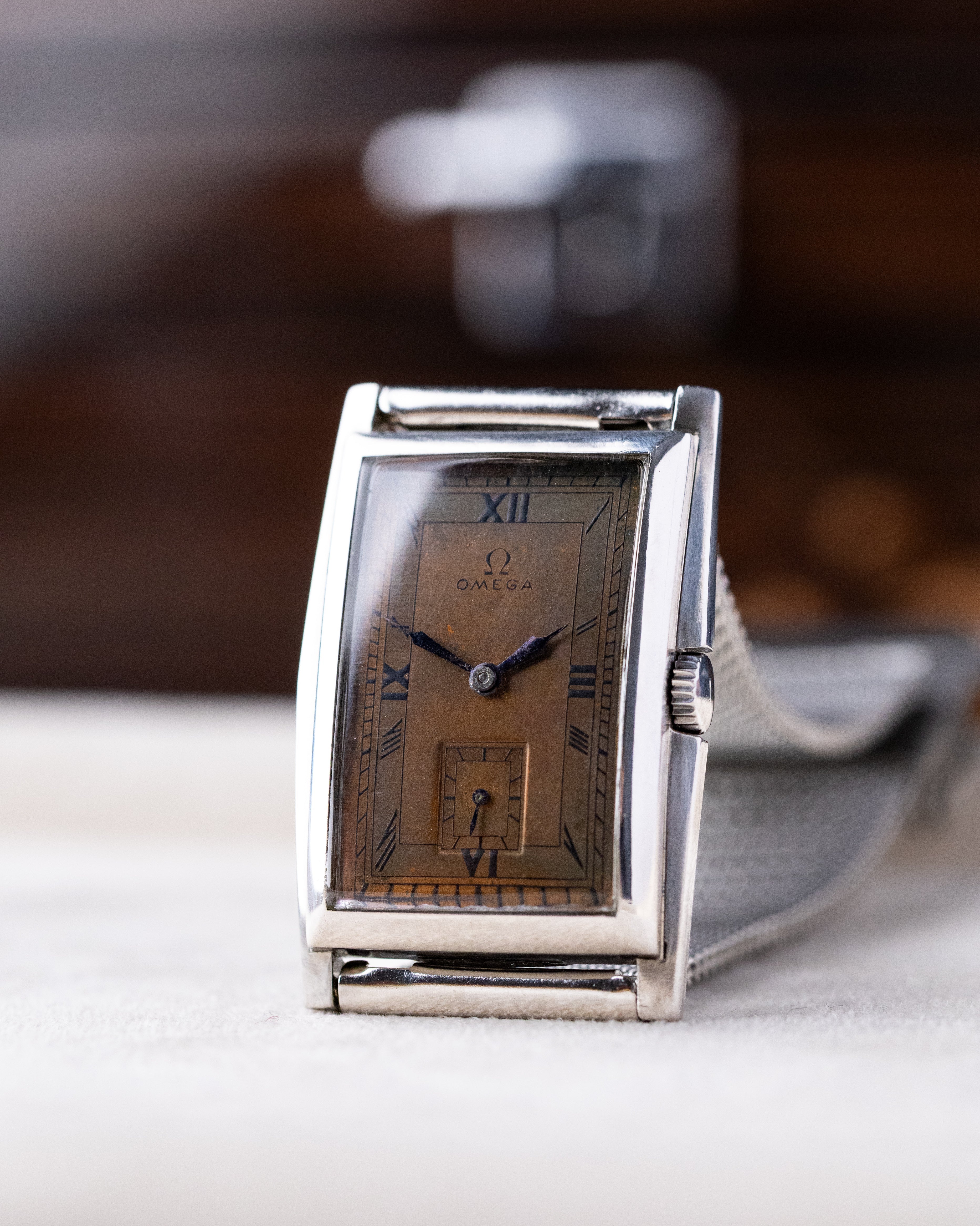 Vintage Omega Art Deco Tank, Rare Chocolate Patinated Copper Dial, Cal. T17 - DuMarko