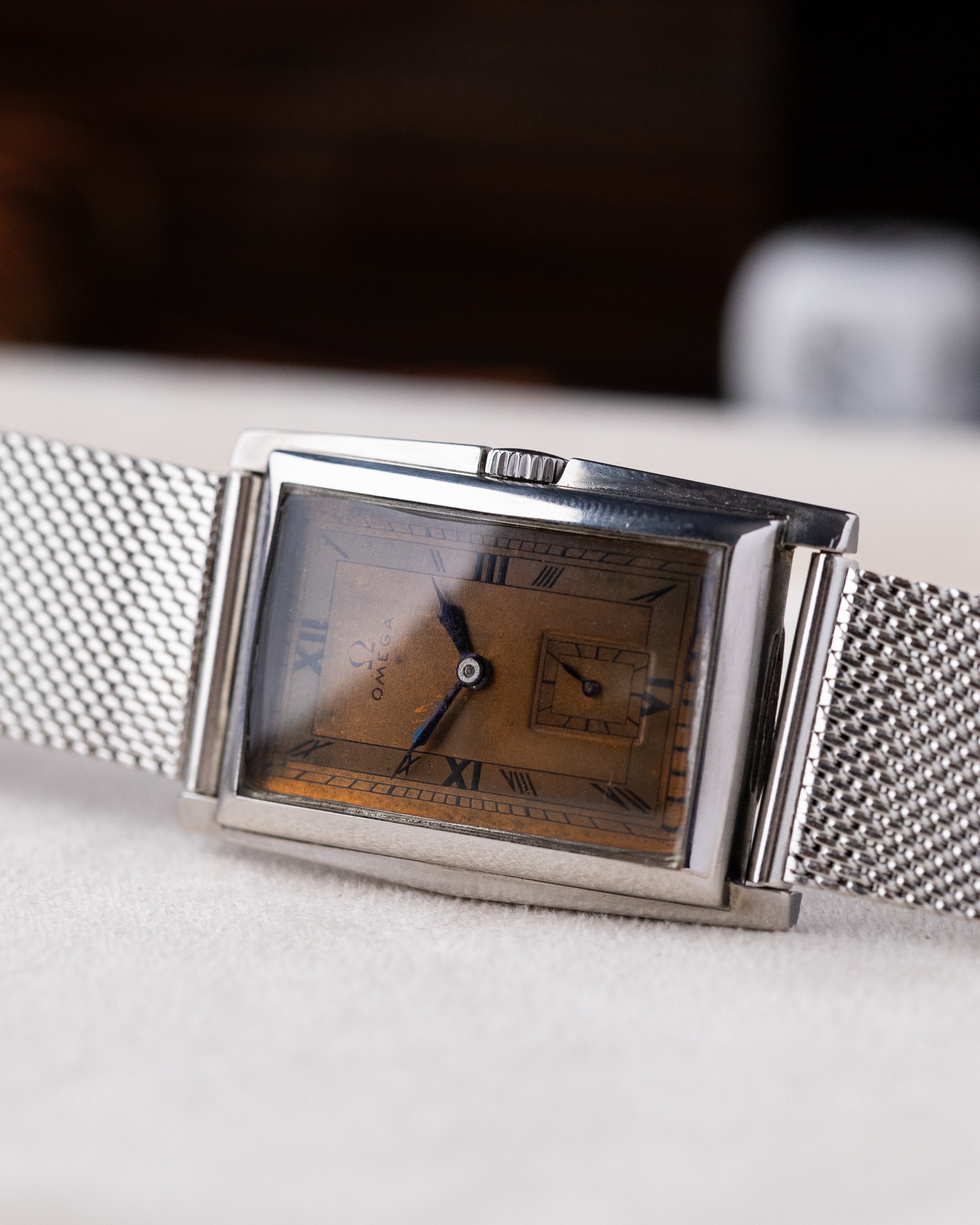 Vintage Omega Art Deco Tank, Rare Chocolate Patinated Copper Dial, Cal. T17 - DuMarko