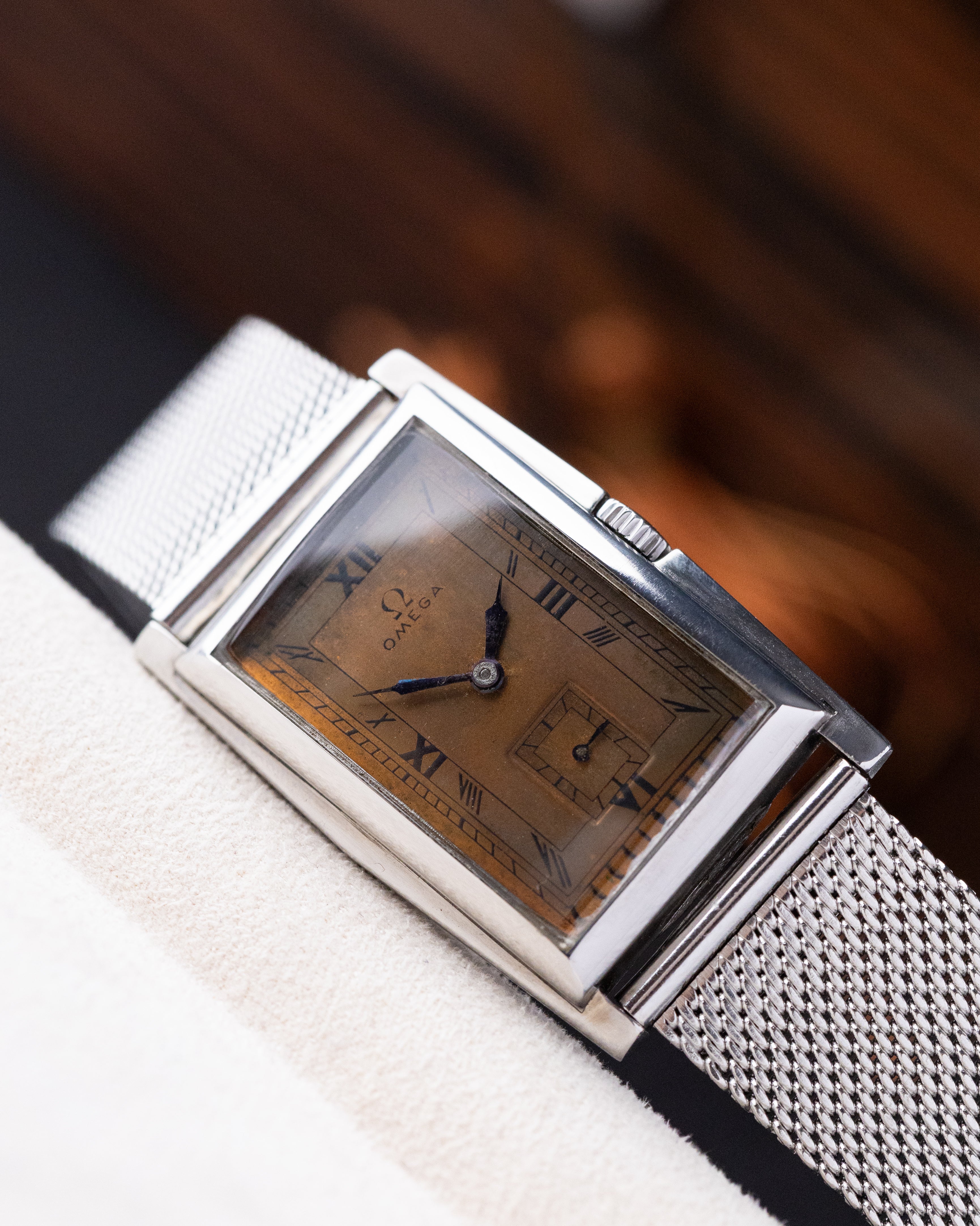 Vintage Omega Art Deco Tank, Rare Chocolate Patinated Copper Dial, Cal. T17 - DuMarko