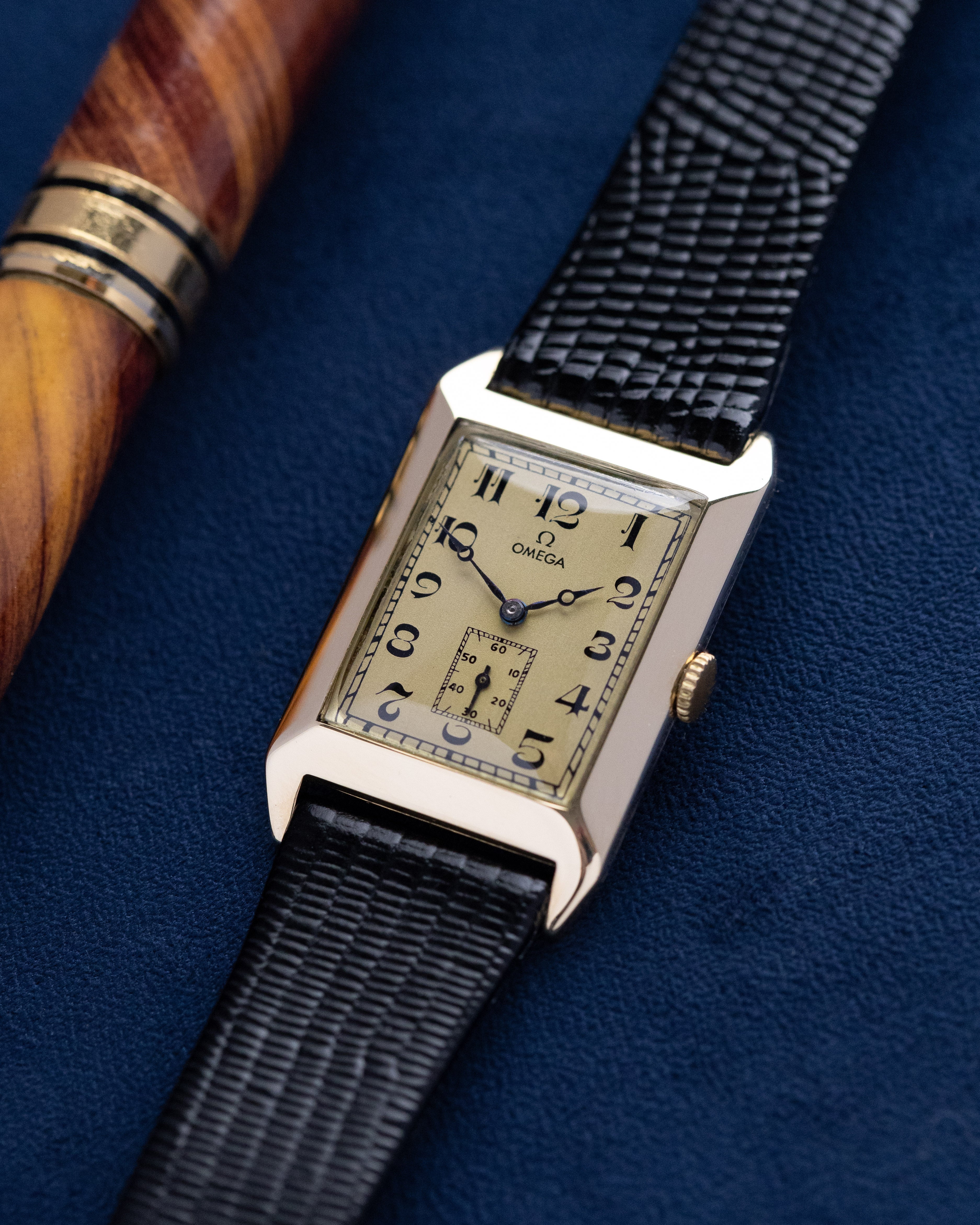 Vintage Omega Art Deco Tank, Solid Gold Case, Arabic Numerals, Sub - Seconds, Calibre 19.4S, Swiss Manual Wind, Circa 1924 - DuMarko