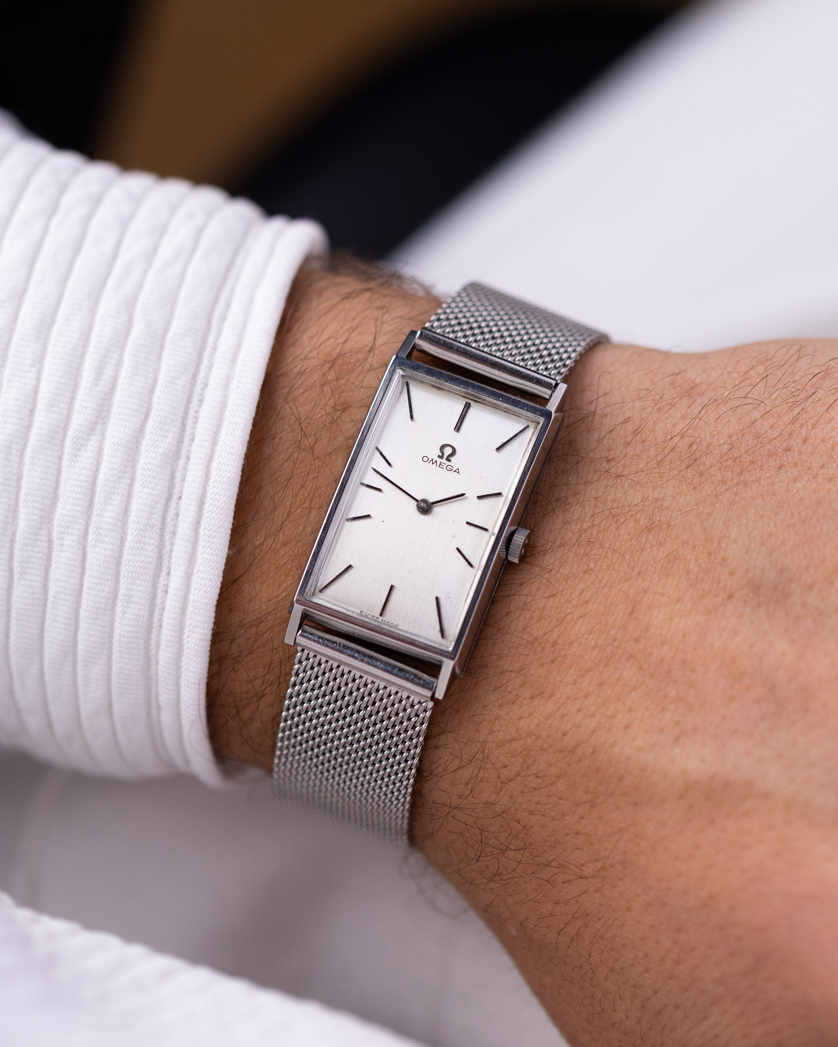 Vintage Omega Art Deco Tank, Swiss Watch, Curved Steel Case, Silver Dial, Cal. 620 from 1966 - DuMarko