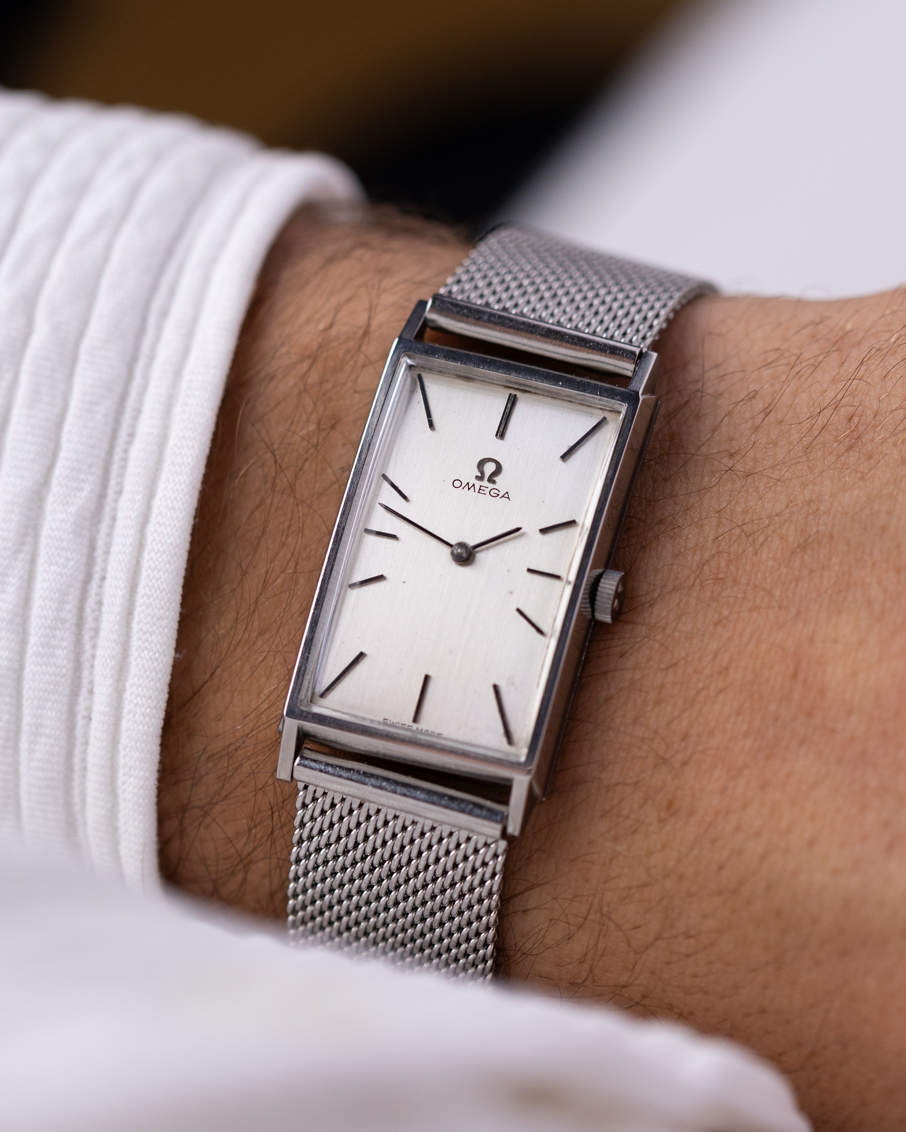 Vintage Omega Art Deco Tank, Swiss Watch, Curved Steel Case, Silver Dial, Cal. 620 from 1966 - DuMarko