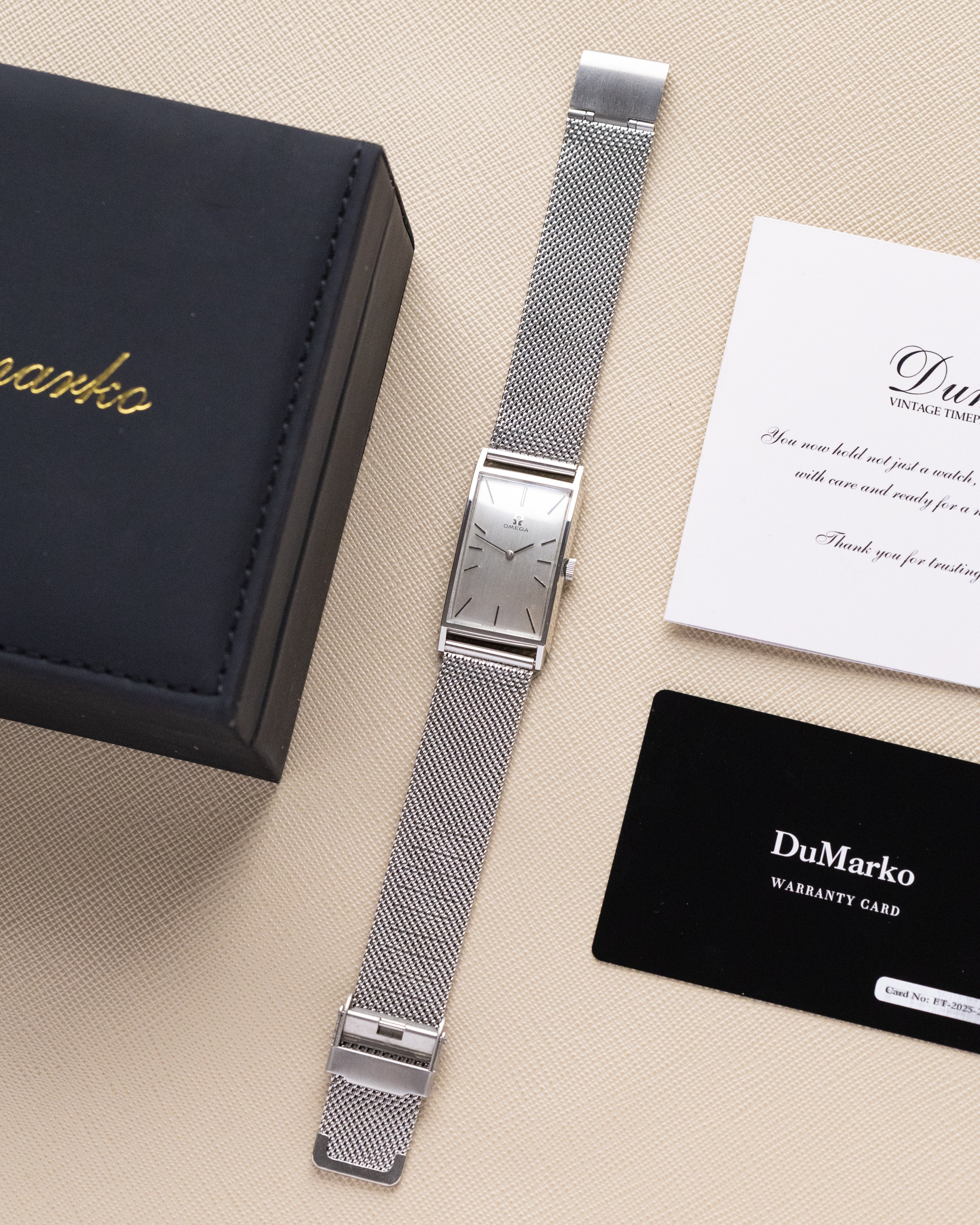 Vintage Omega Art Deco Tank, Swiss Watch, Curved Steel Case, Silver Dial, Cal. 620 from 1966 - DuMarko