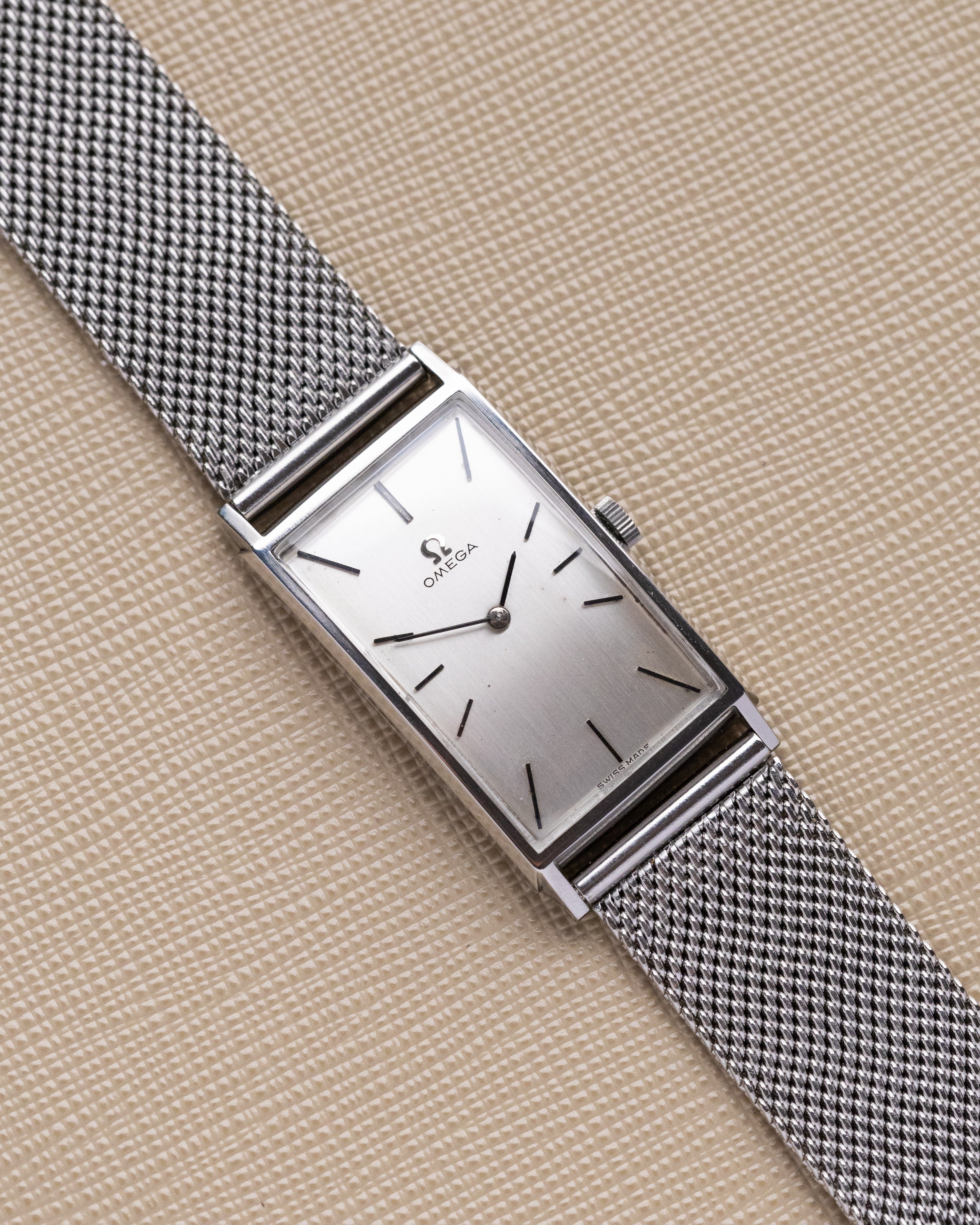 Vintage Omega Art Deco Tank, Swiss Watch, Curved Steel Case, Silver Dial, Cal. 620 from 1966 - DuMarko