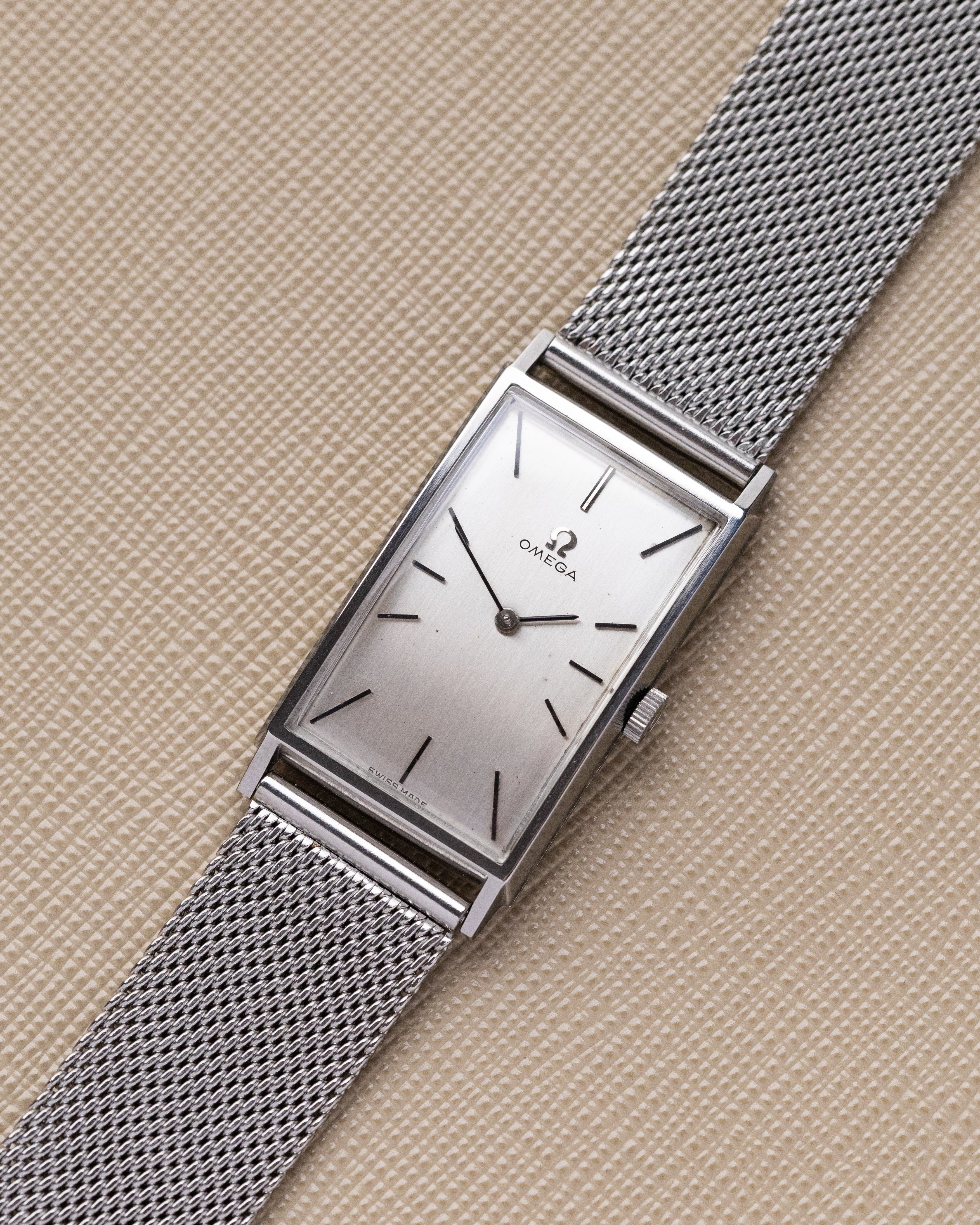 Vintage Omega Art Deco Tank, Swiss Watch, Curved Steel Case, Silver Dial, Cal. 620 from 1966 - DuMarko