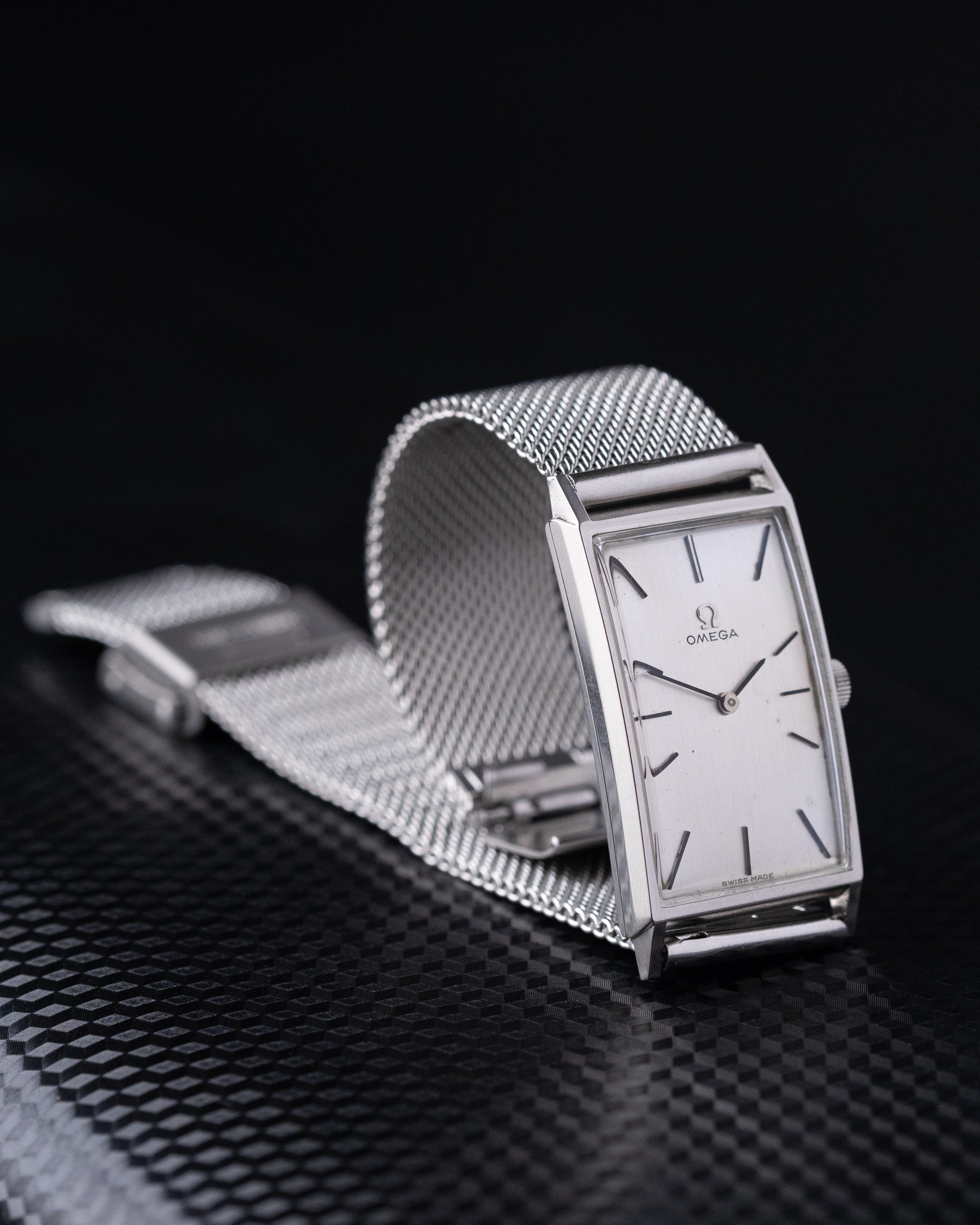 Vintage Omega Art Deco Tank, Swiss Watch, Curved Steel Case, Silver Dial, Cal. 620 from 1966 - DuMarko