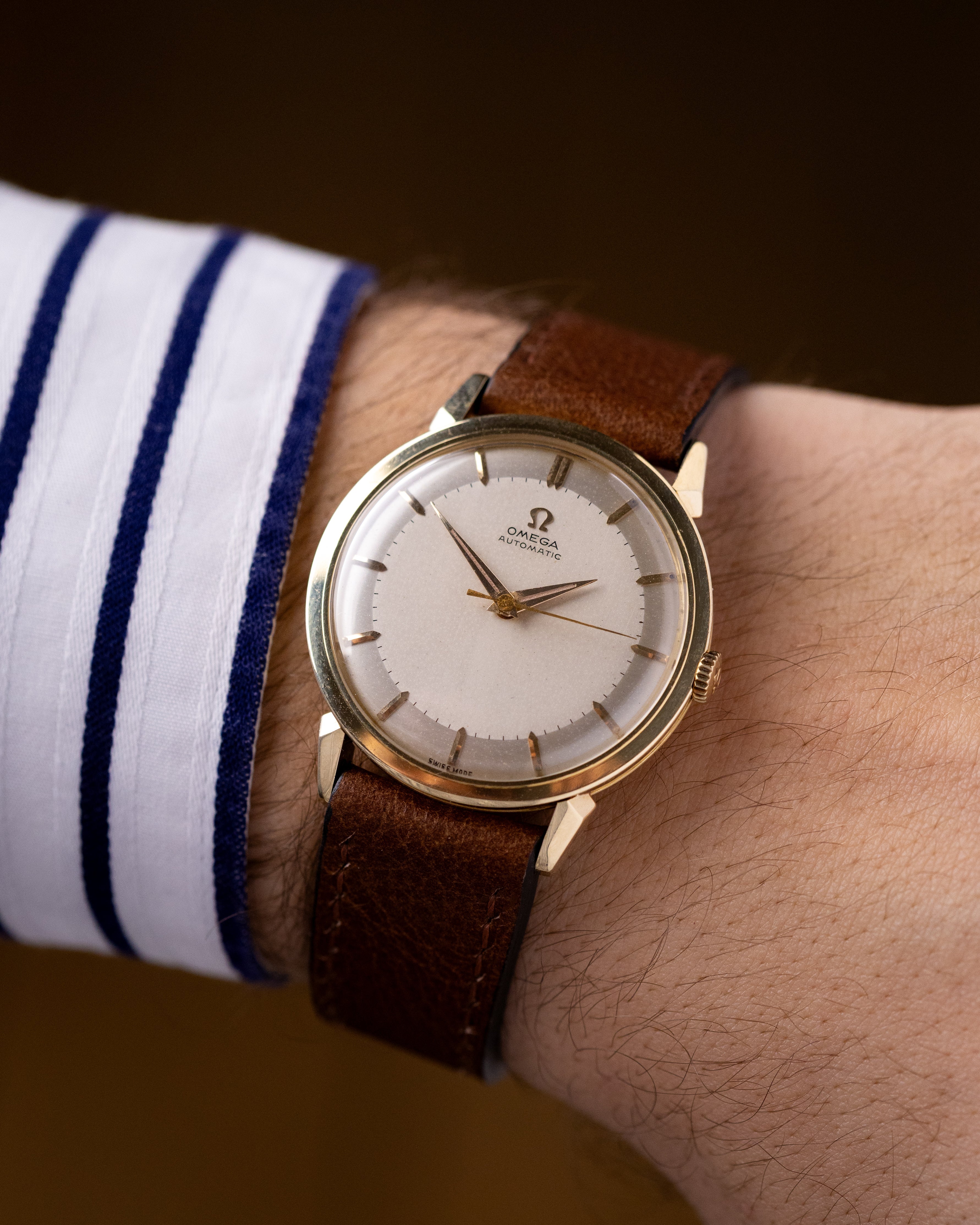 Vintage Omega Automatic Swiss Watch, 14K Solid Gold, Ref. 2841/2868 SC, Crab Lugs Two - Tone Dial from 1956 - DuMarko