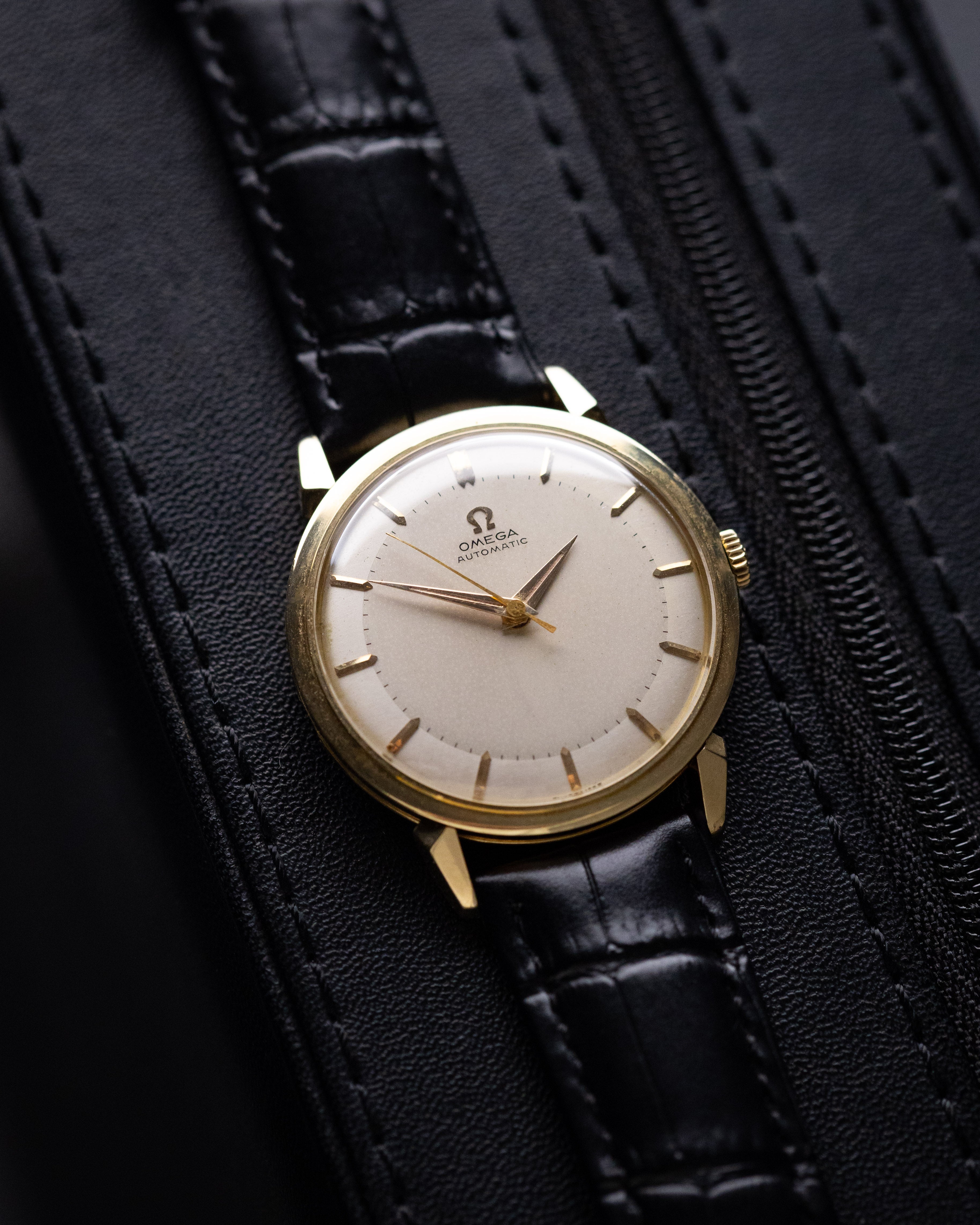 Vintage Omega Automatic Swiss Watch, Ref. 2841/2868 SC, 14K Solid Gold, Crab Lugs Two - Tone Dial from 1956 - DuMarko
