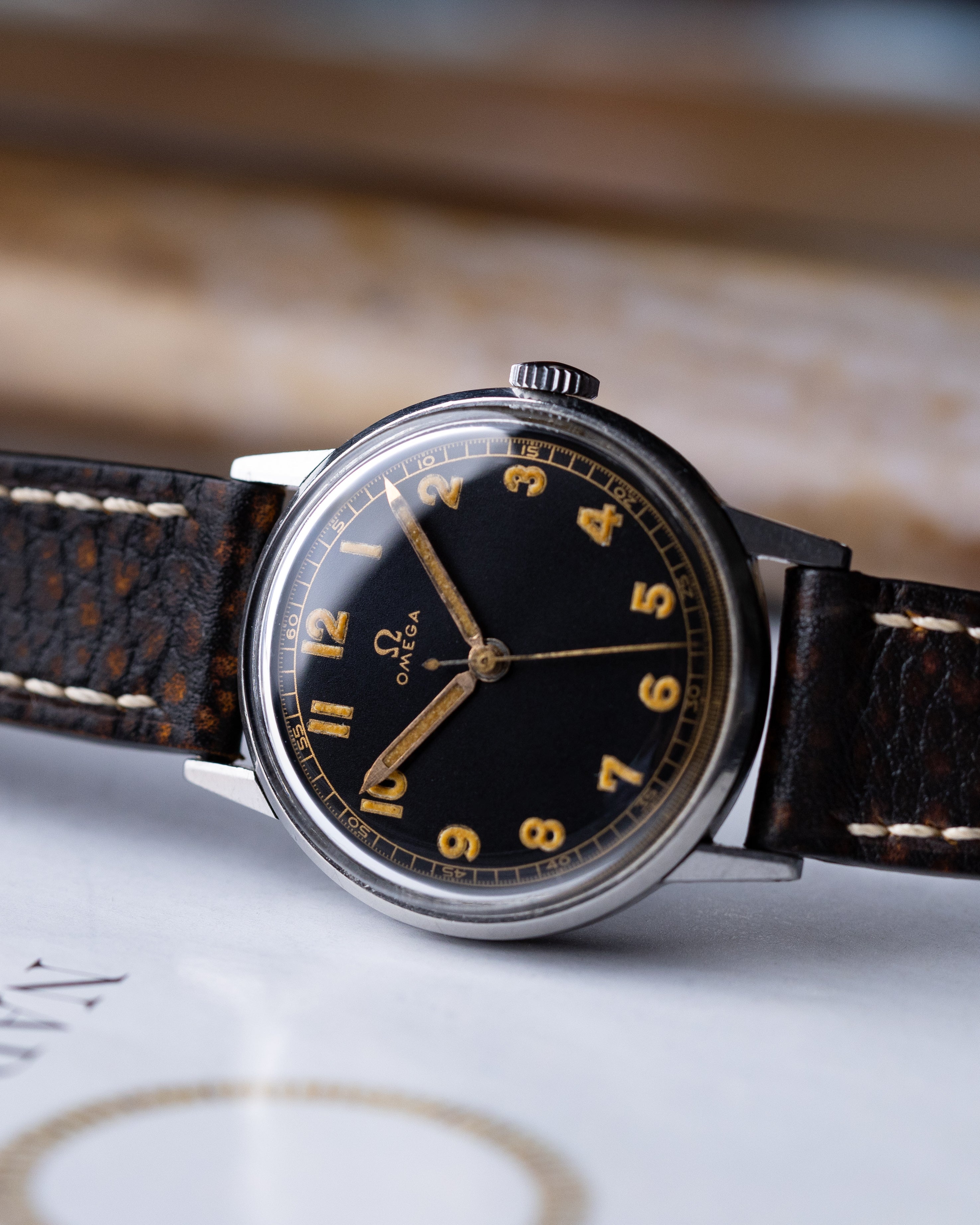 Vintage Omega, Black Gilded Dial, Swiss Made from 1943 - DuMarko