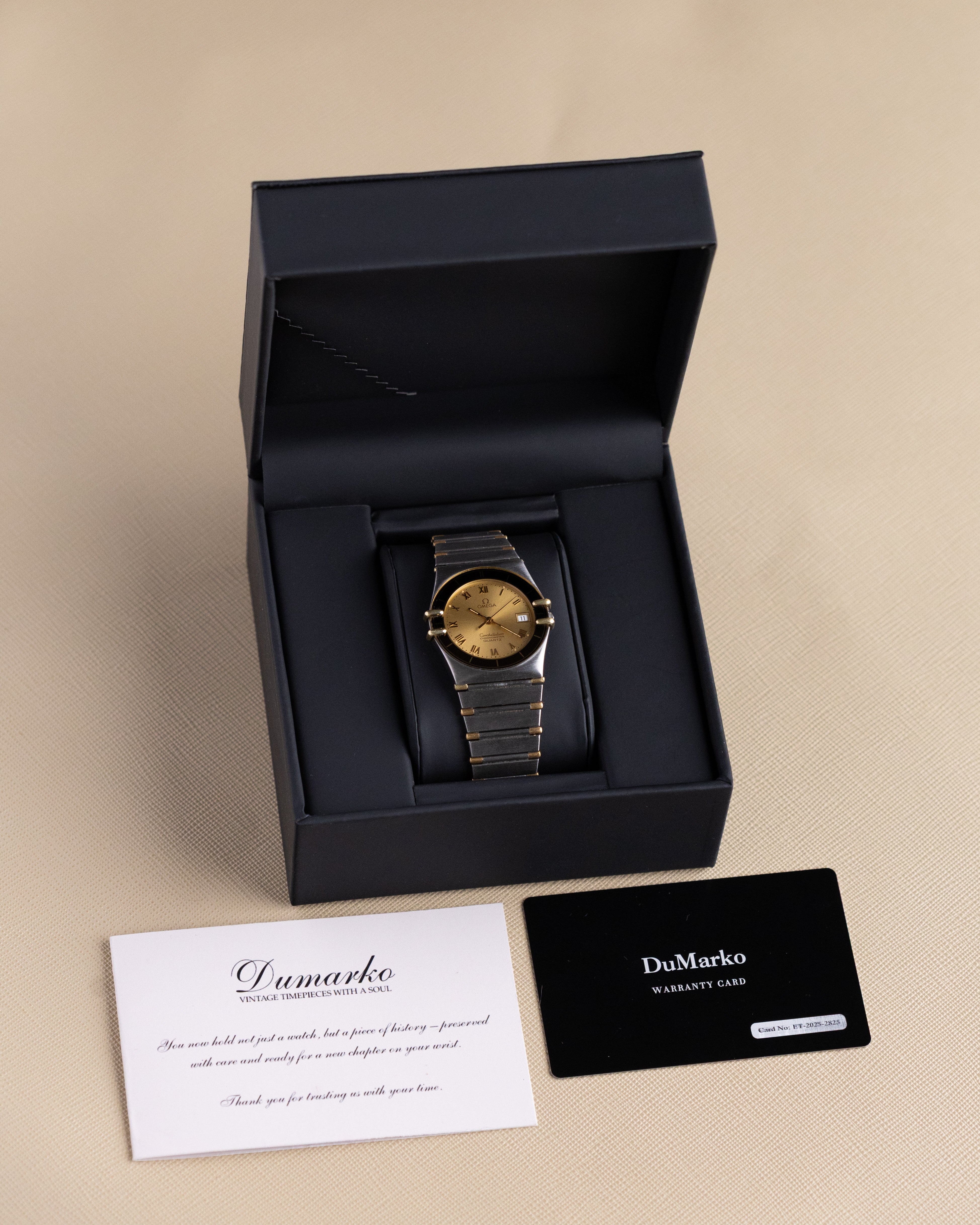 Vintage Omega Constellation Manhattan Date, Roman Numerals, Champagne Dial, Quartz Cal. 1422 from 1980s - DuMarko