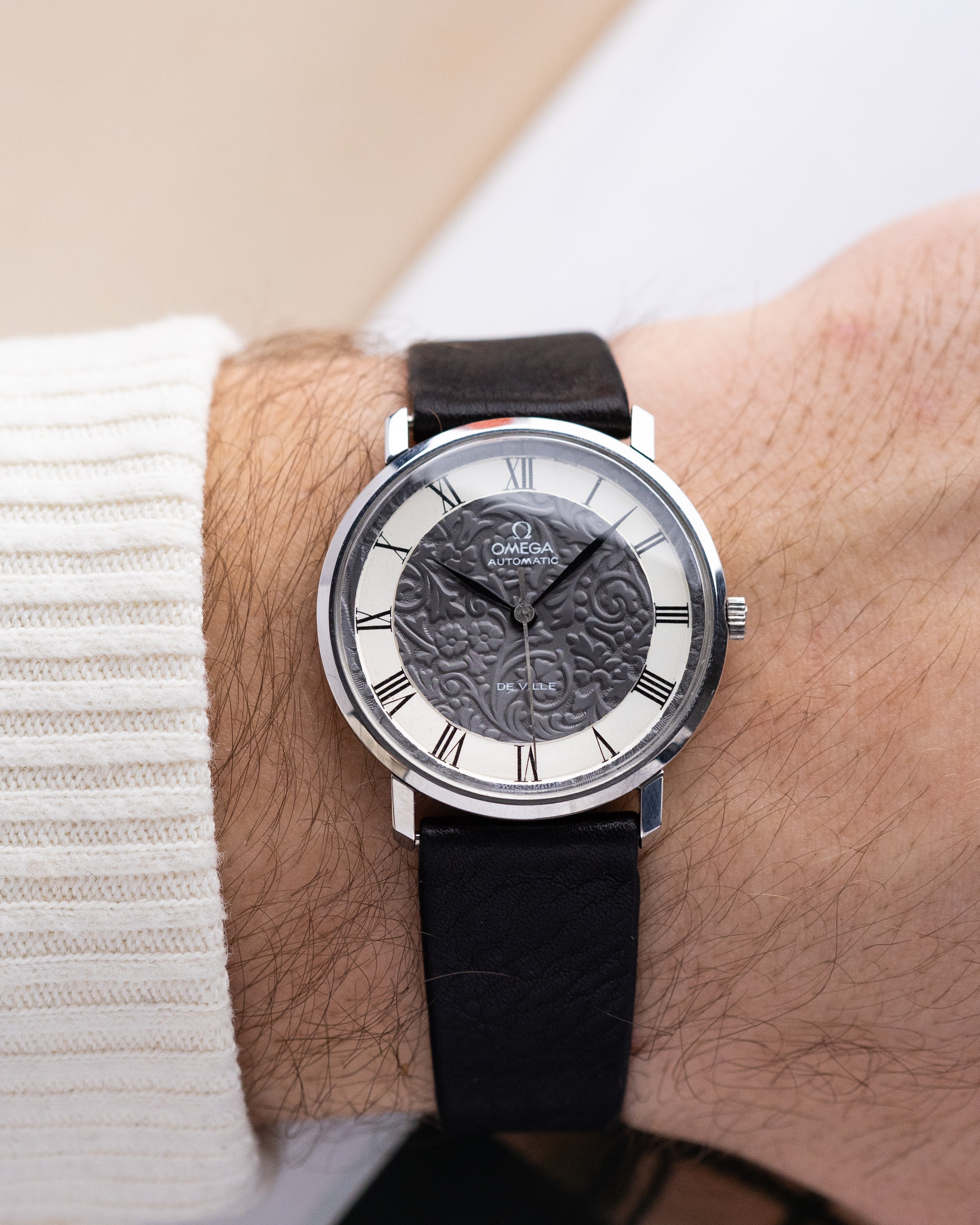 Vintage Omega De Ville Automatic, NOS, Rare Floral Two - tone Guilloché Dial Cal. 711 - DuMarko