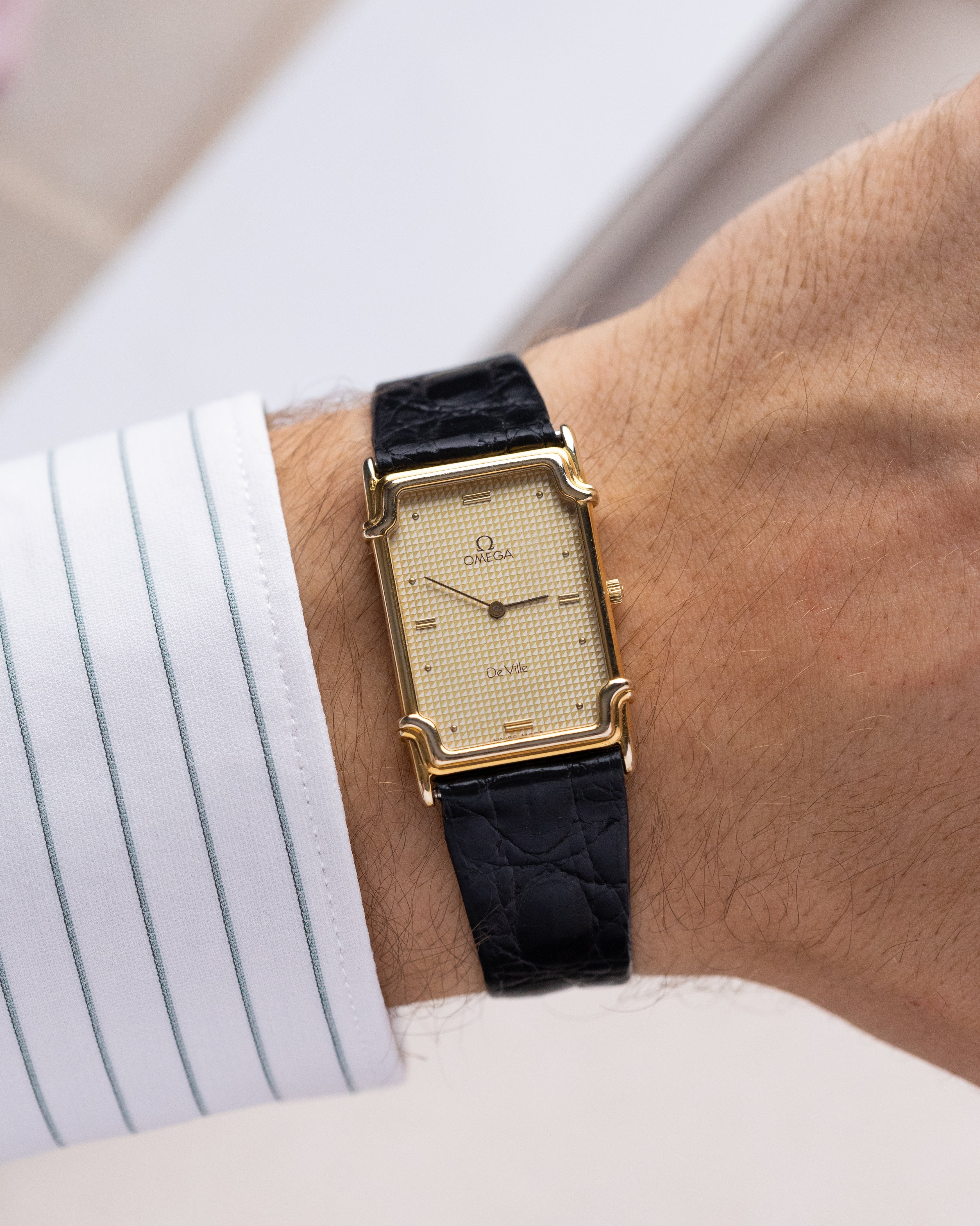 Vintage Omega De Ville Challenge Tank, Champagne guilloché dial from 1982 - DuMarko