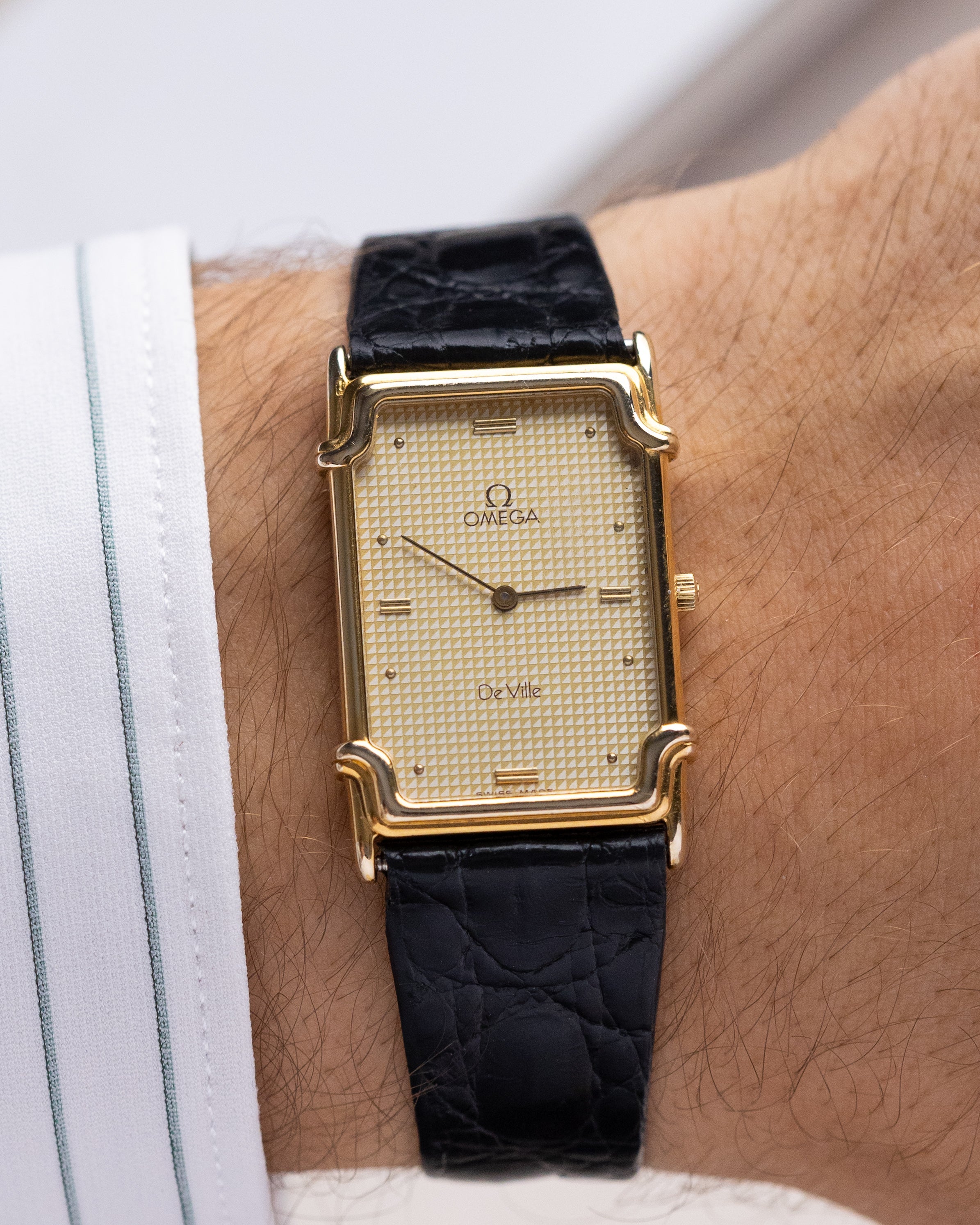 Vintage Omega De Ville Challenge Tank, Champagne guilloché dial from 1982 - DuMarko