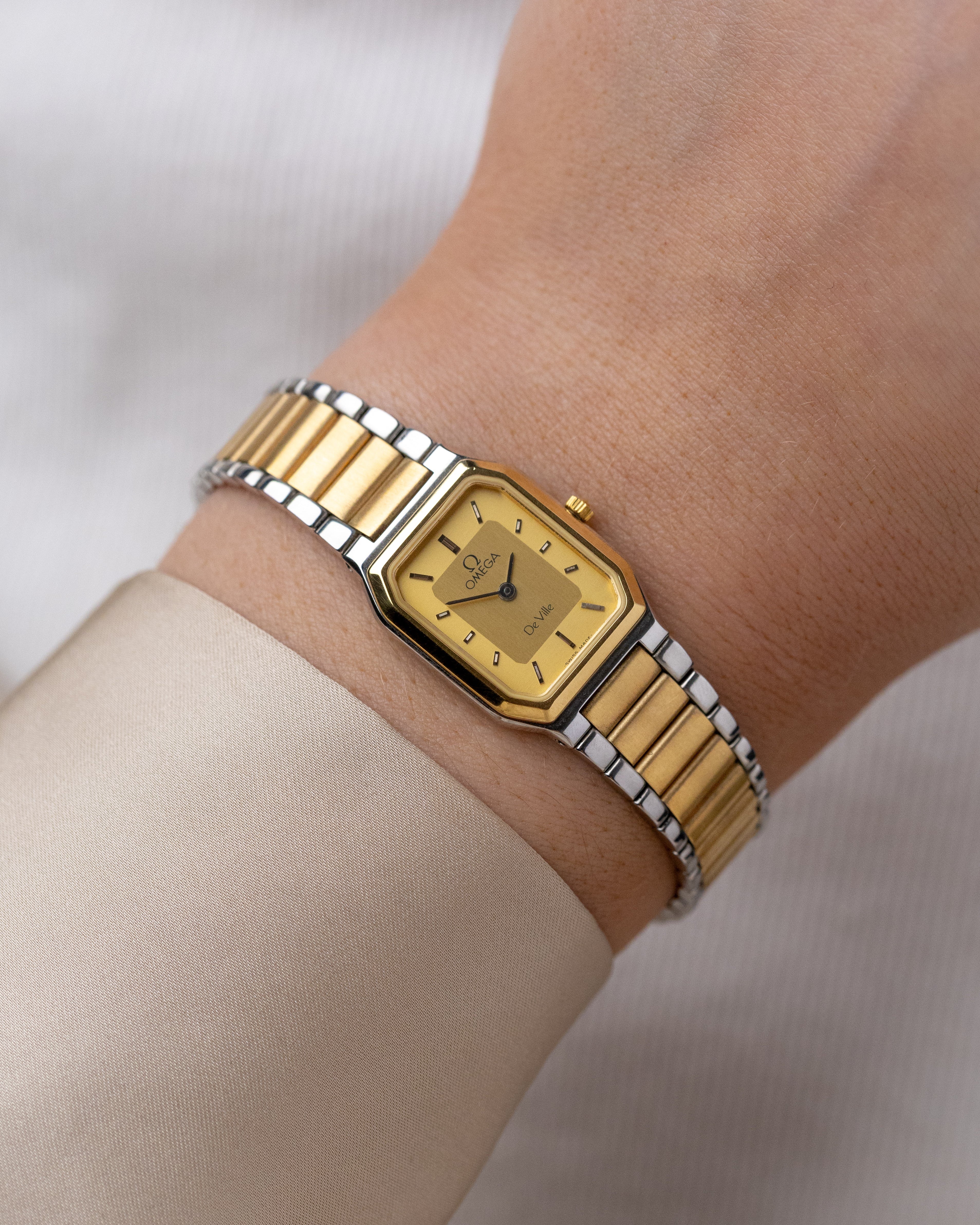 Vintage Omega De Ville Ladies Tank, NOS, Two - Tone Dial, Swiss Watch with Original Bracelet from 1980's - DuMarko