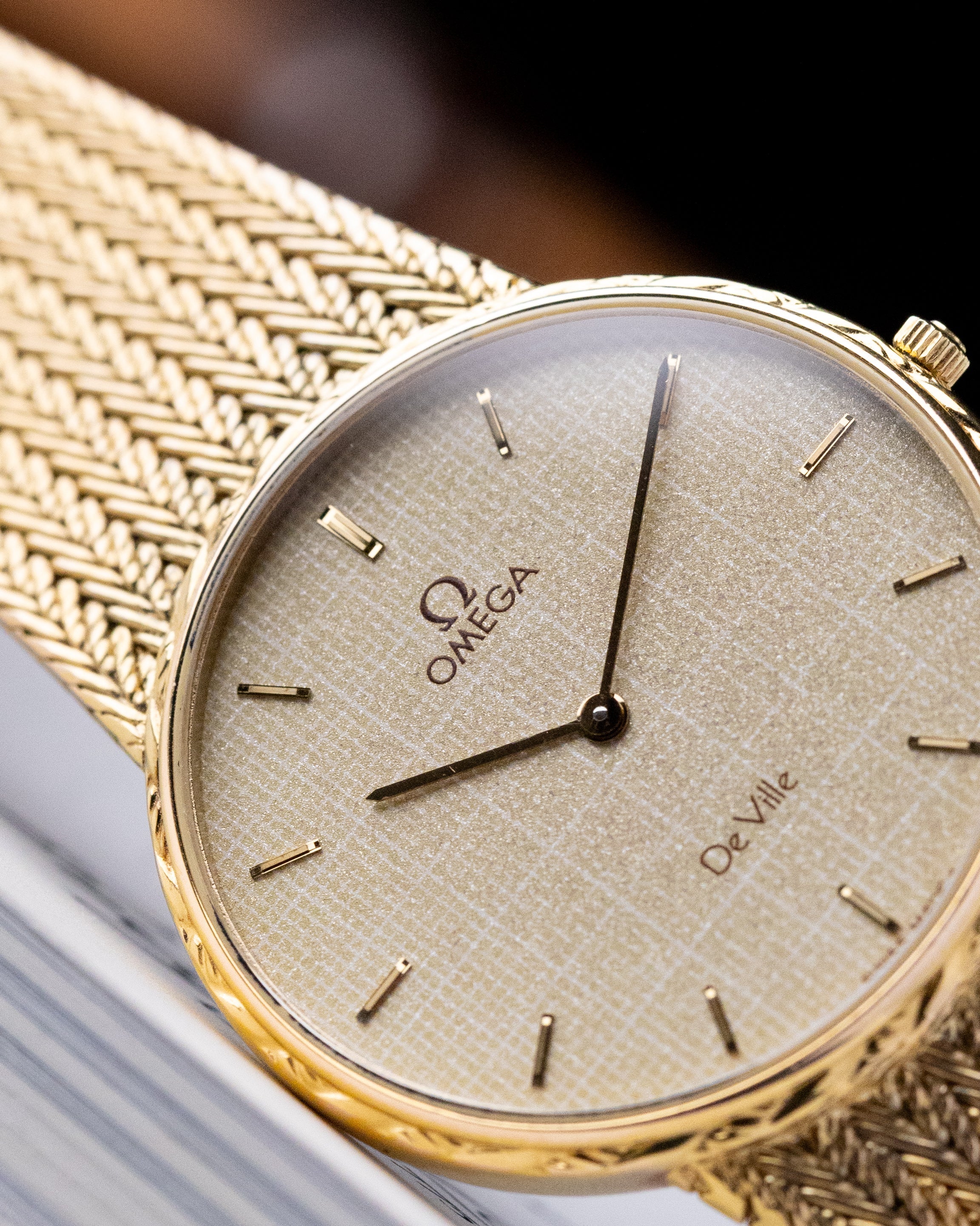 Vintage Omega De Ville Swiss Watch, Champagne crosshatched dial, Quartz Watch from 1980's - DuMarko