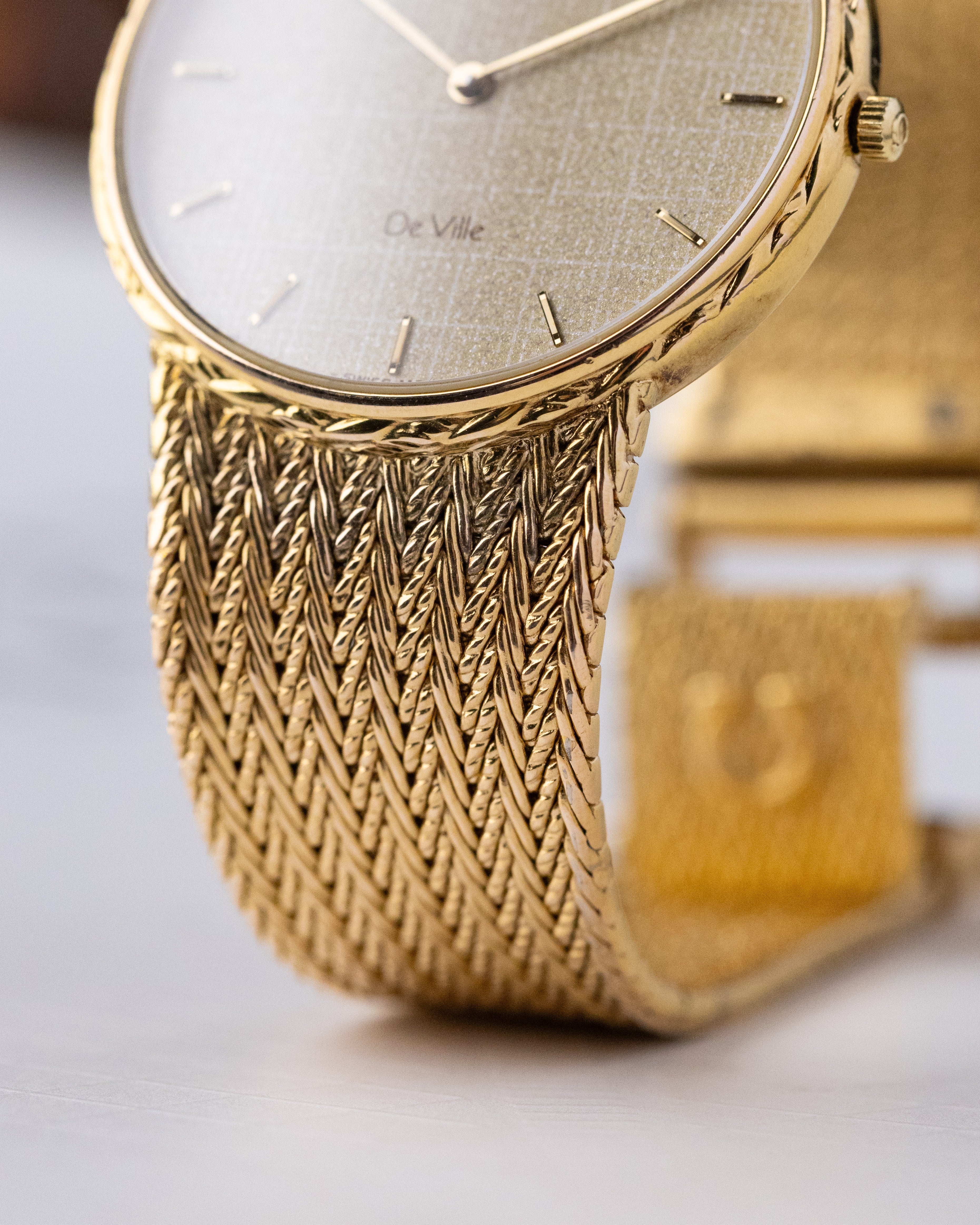 Vintage Omega De Ville Swiss Watch, Champagne crosshatched dial, Quartz Watch from 1980's - DuMarko