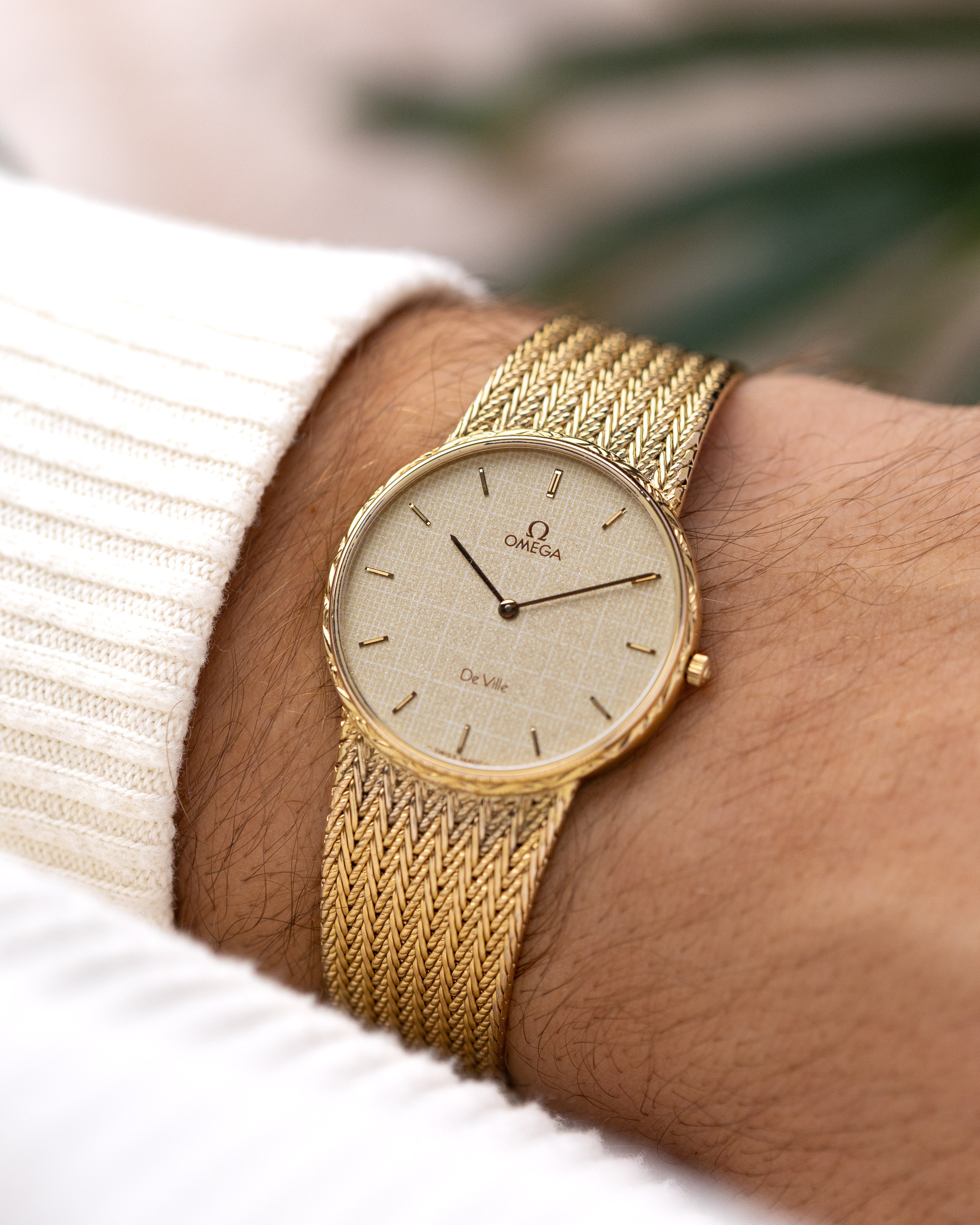 Vintage Omega De Ville Swiss Watch, Champagne crosshatched dial, Quartz Watch from 1980's - DuMarko