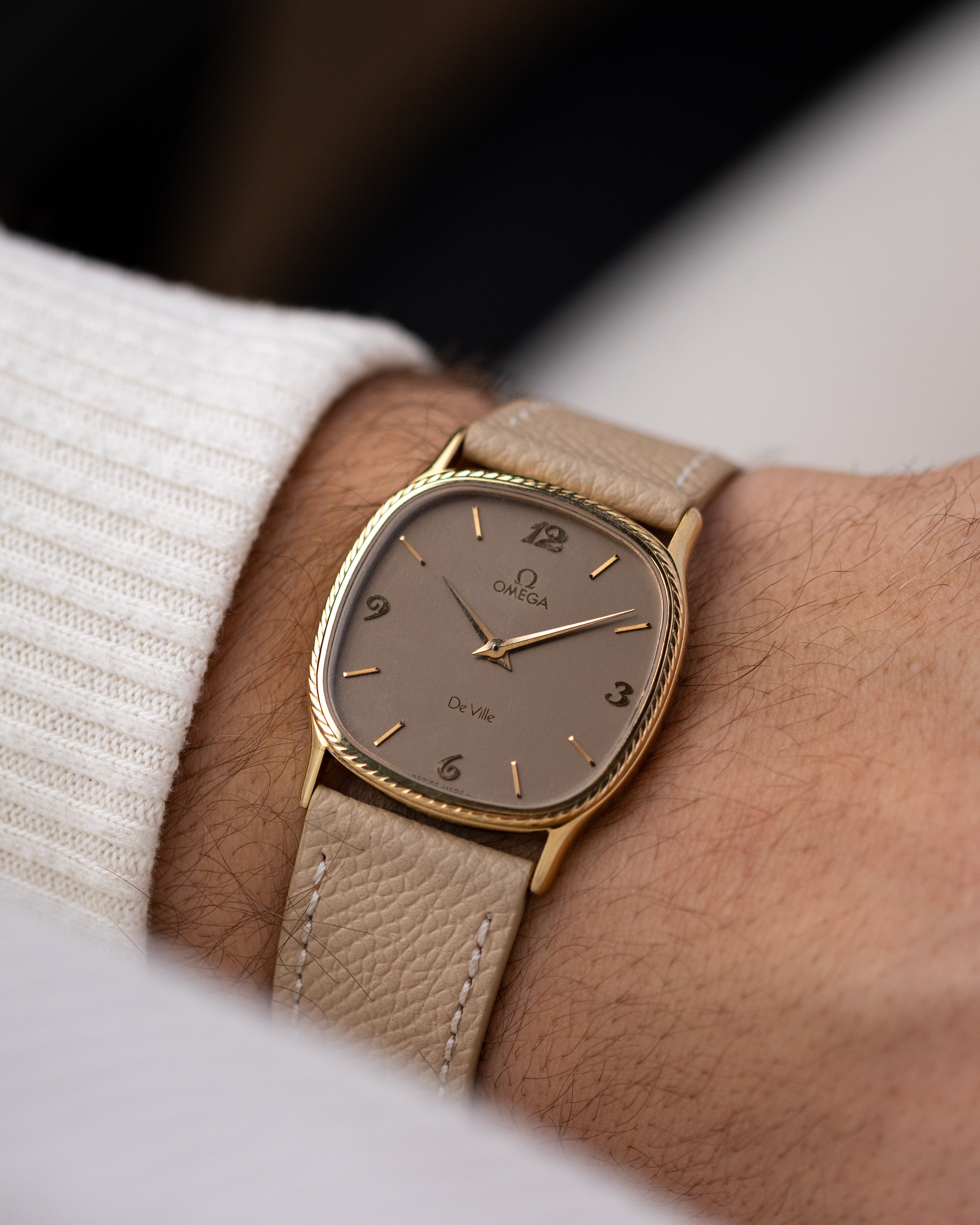 Vintage Omega De Ville Swiss Watch, Gilt Breguet Numerals, Rope Bezel, Circa 1980's - DuMarko